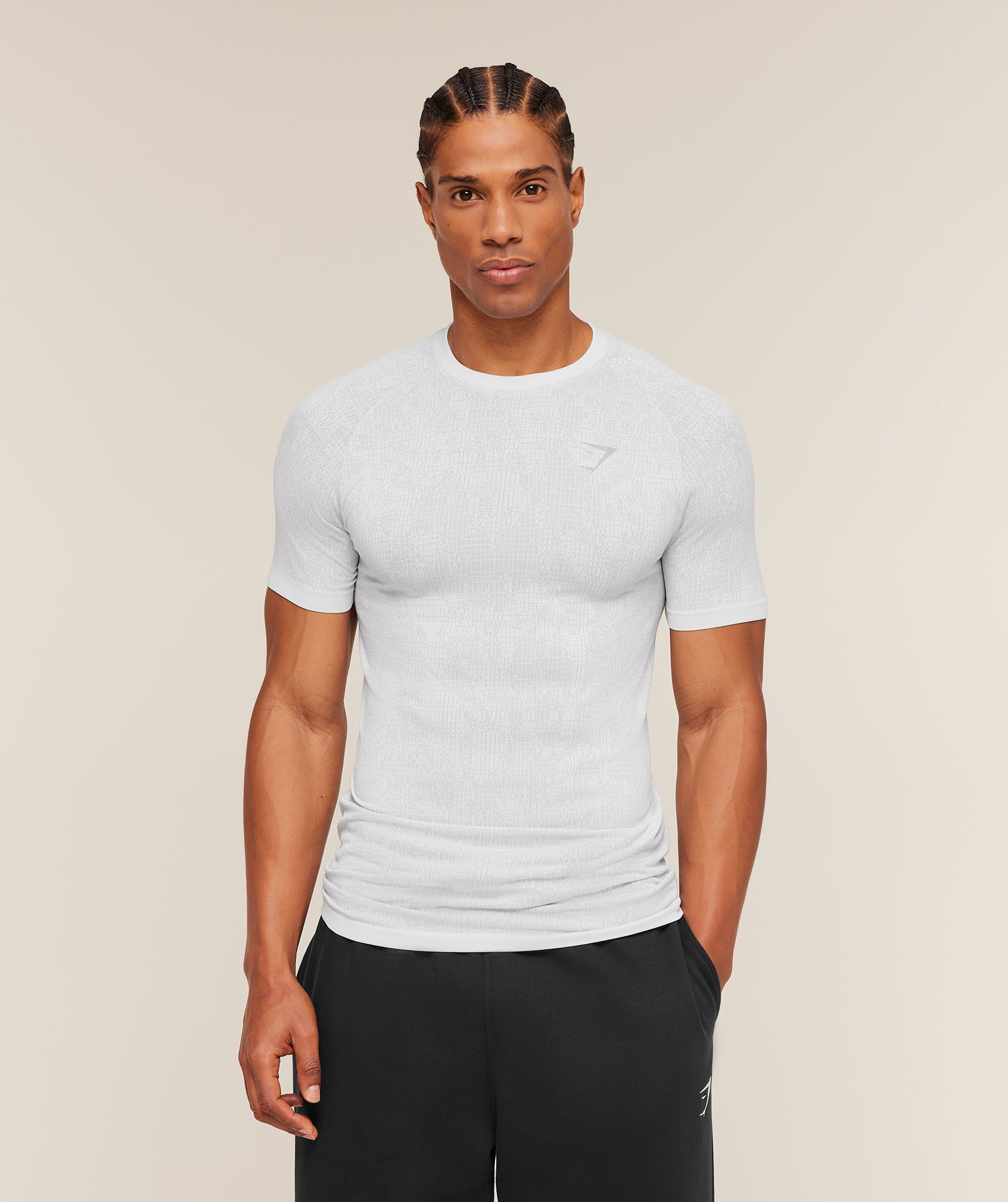 Gymshark Geo Seamless Grid T-Shirt White
