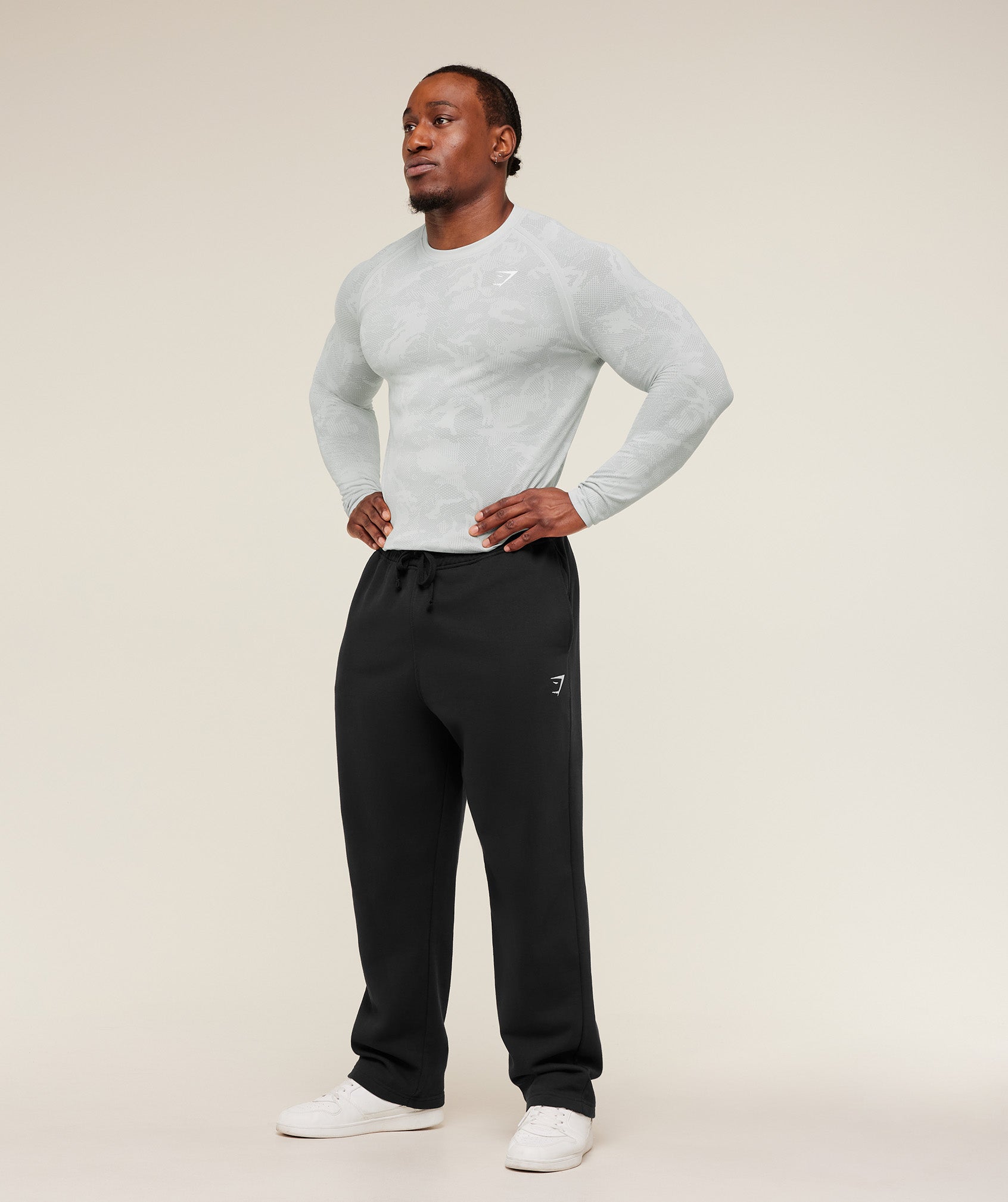 Gymshark Geo Seamless Long Sleeve T-Shirt Light Grey