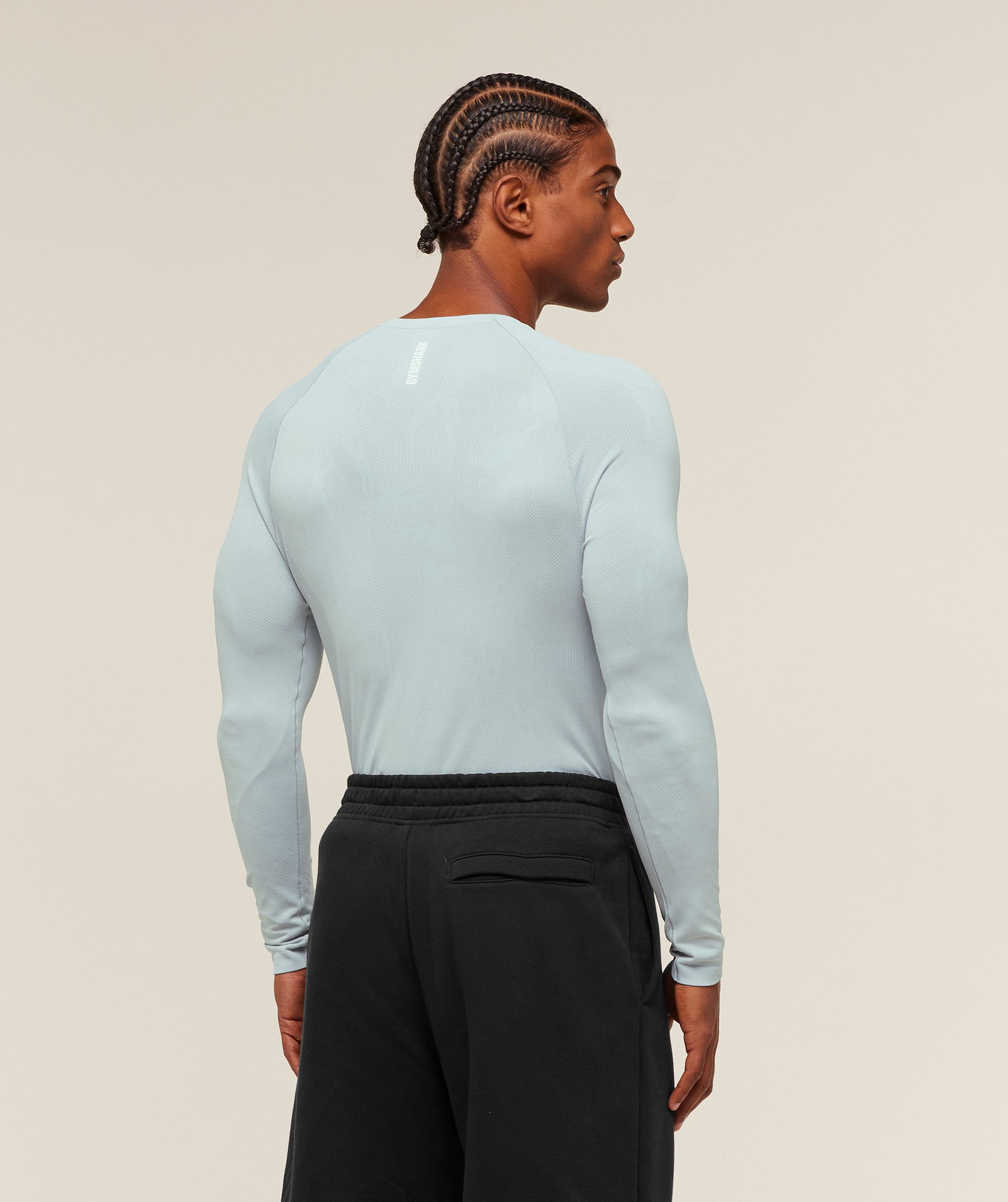 Gymshark Geo Seamless Long Sleeve T-Shirt Smoke Blue
