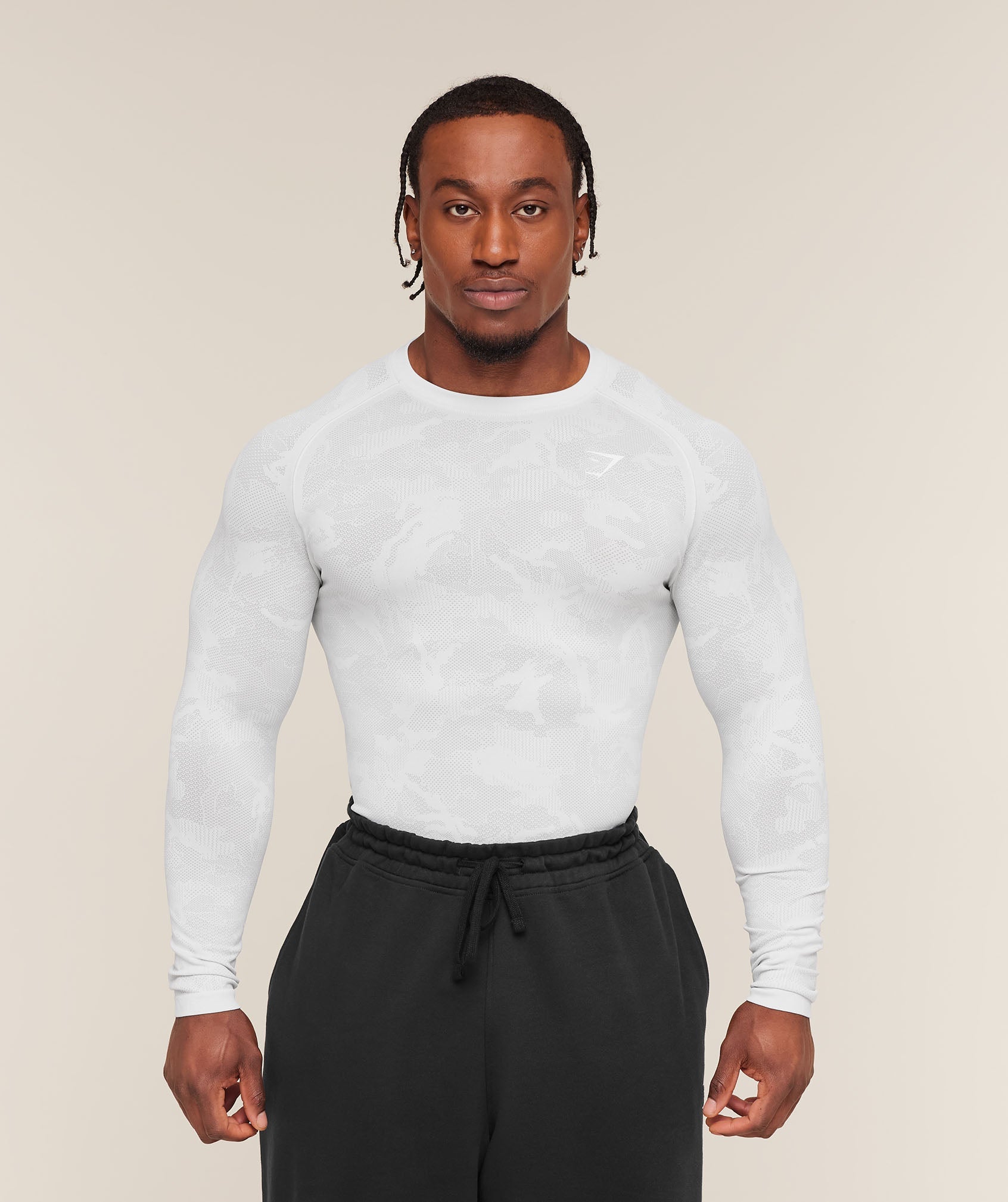 Gymshark Geo Seamless Long Sleeve T-Shirt White