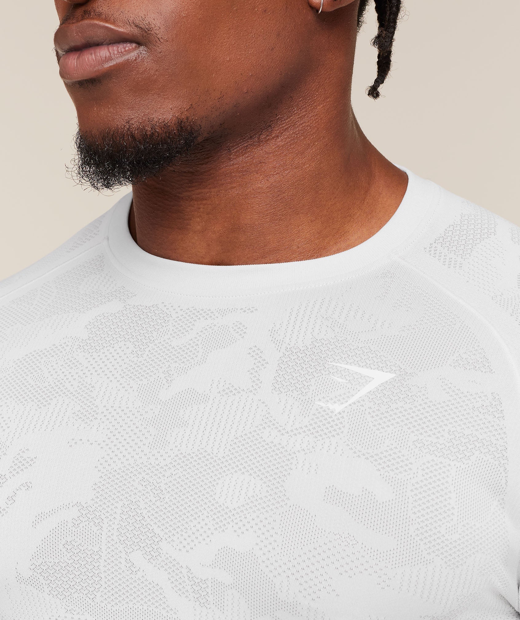 Gymshark Geo Seamless Long Sleeve T-Shirt White