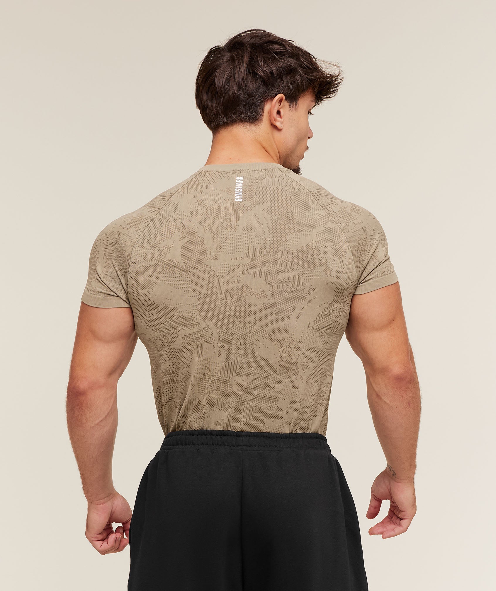 Gymshark Geo Seamless T-Shirt Cement Brown