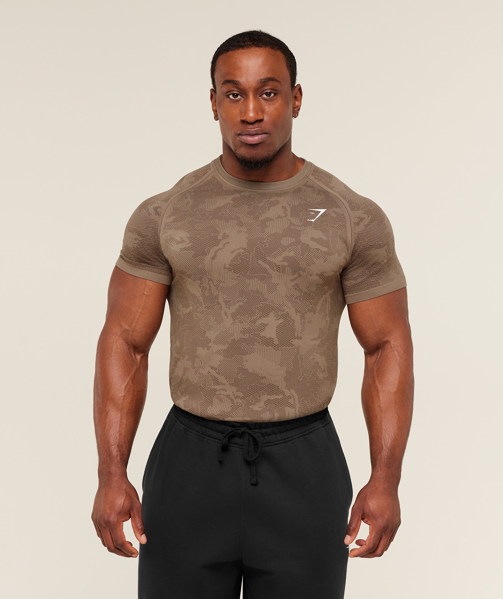 Gymshark Geo Seamless T-Shirt Lifestyle Brown