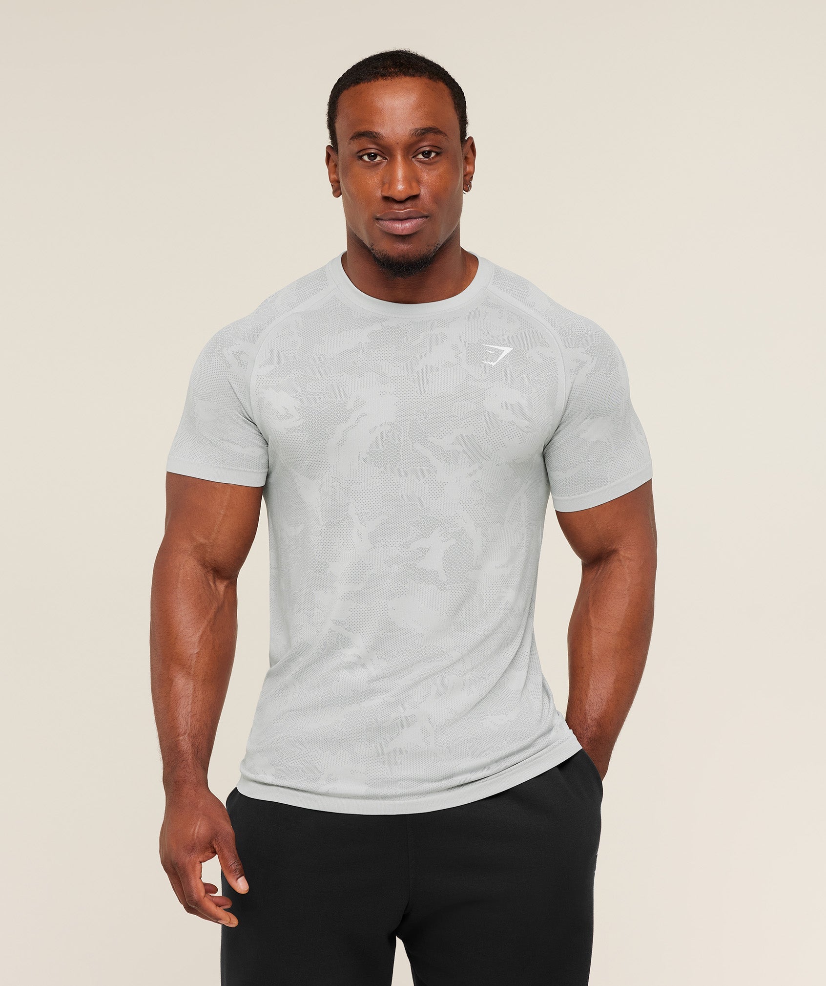 Gymshark Geo Seamless T-Shirt Light Grey