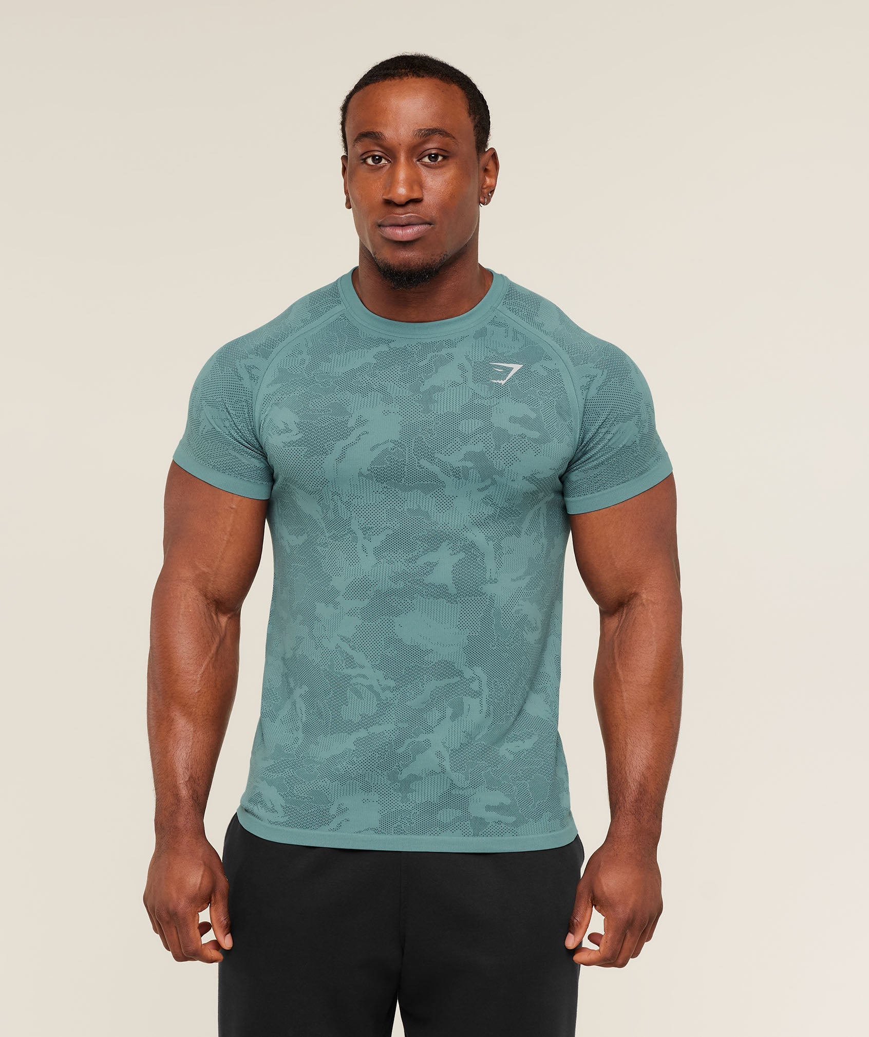 Gymshark Geo Seamless T-Shirt Storm Blue