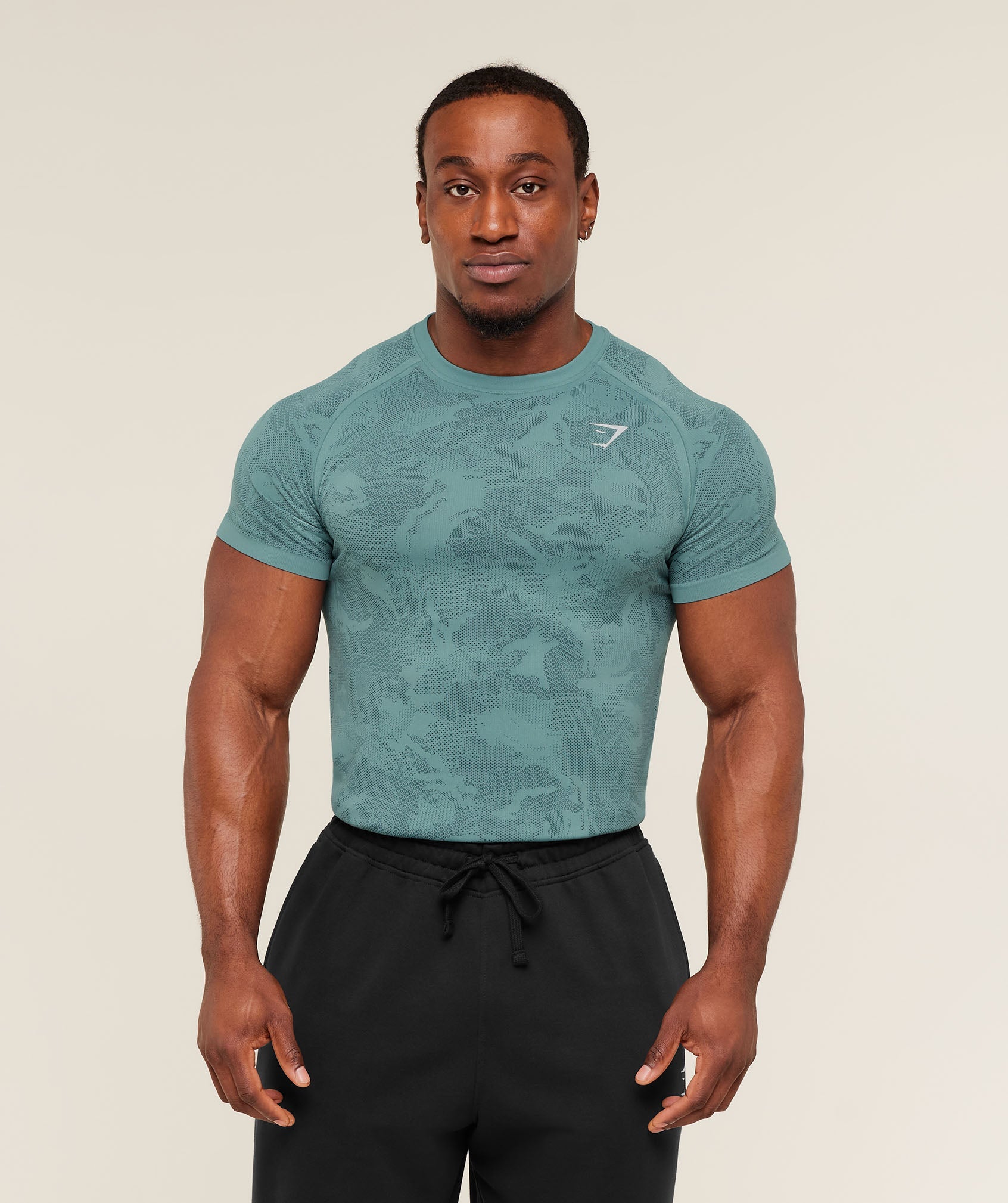 Gymshark Geo Seamless T-Shirt Storm Blue