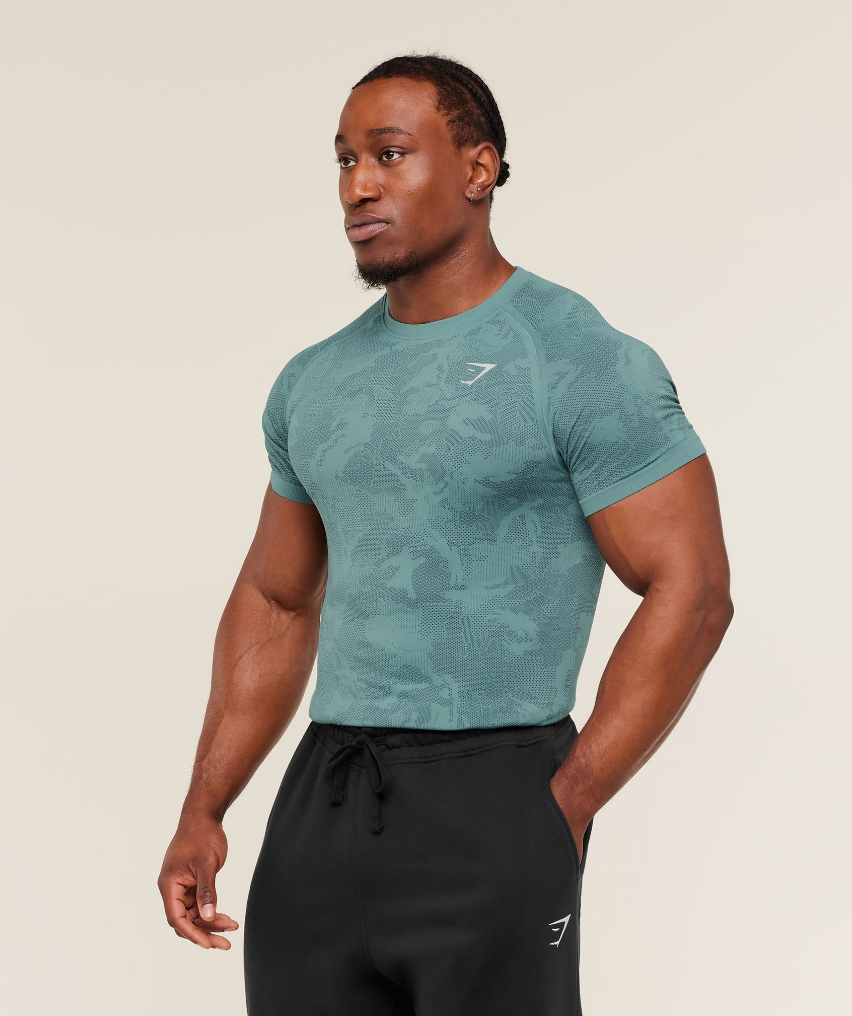 Gymshark Geo Seamless T-Shirt Storm Blue