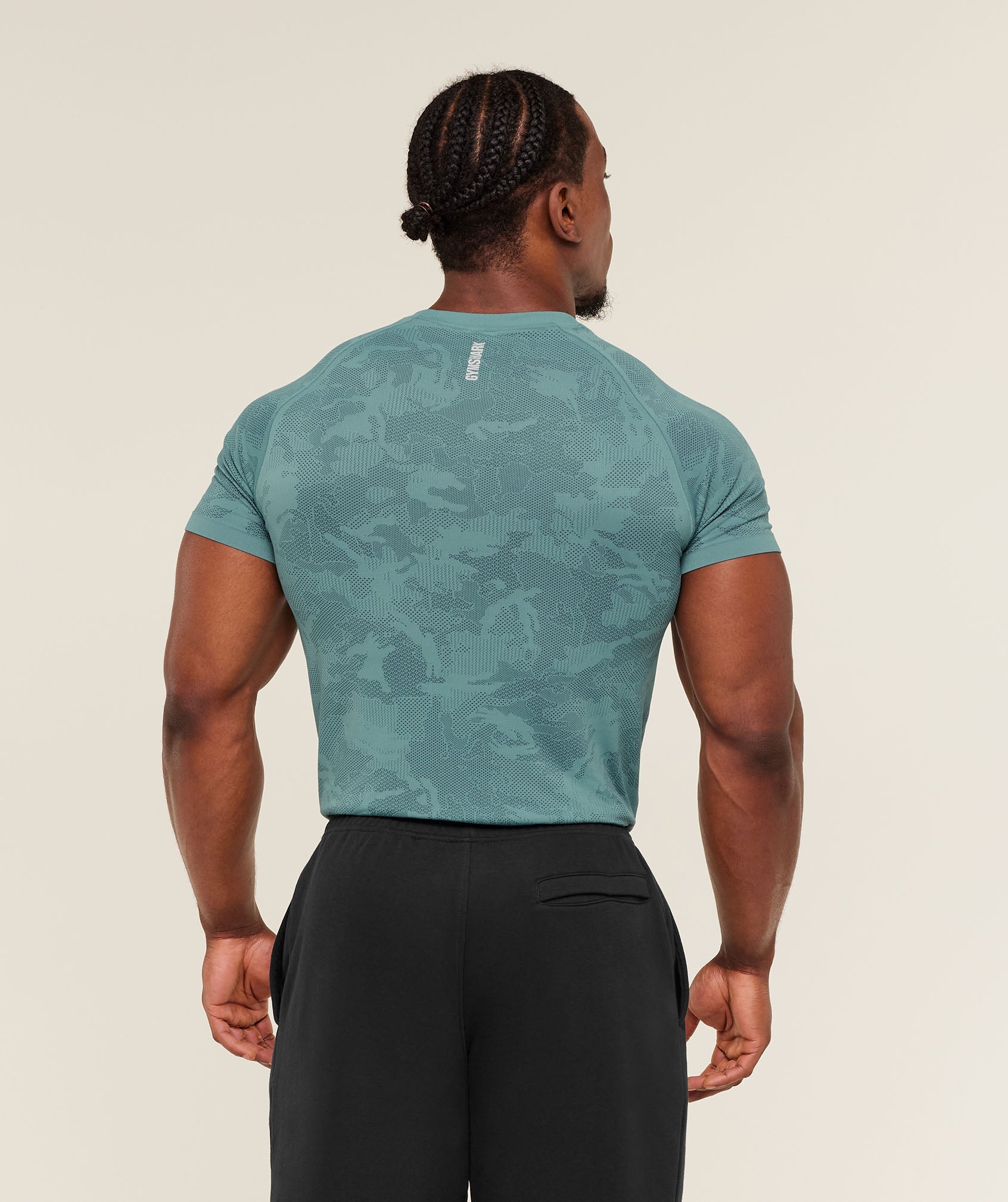 Gymshark Geo Seamless T-Shirt Storm Blue