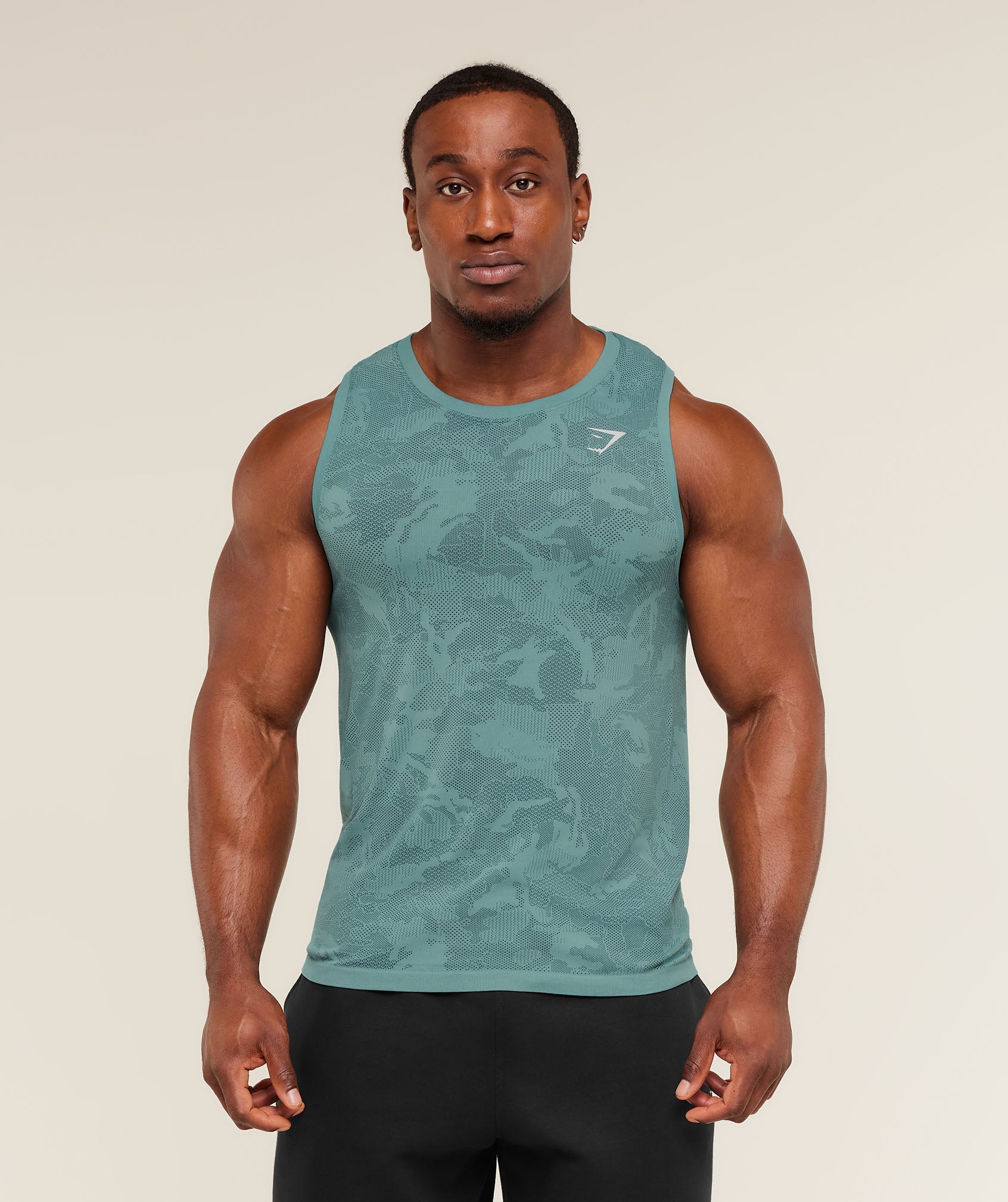 Gymshark Geo Seamless Tank Storm Blue
