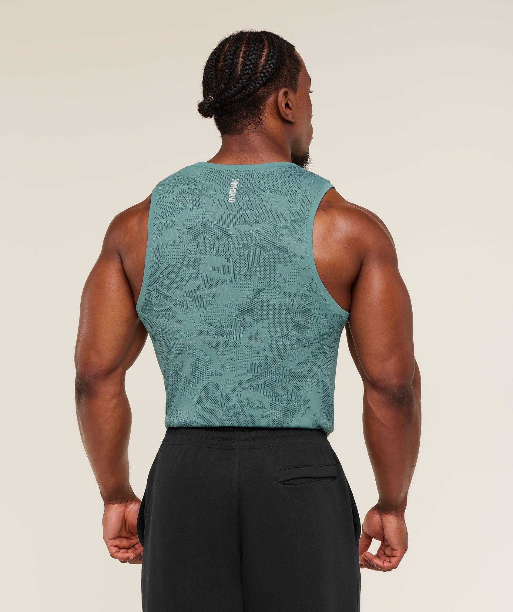 Gymshark Geo Seamless Tank Storm Blue