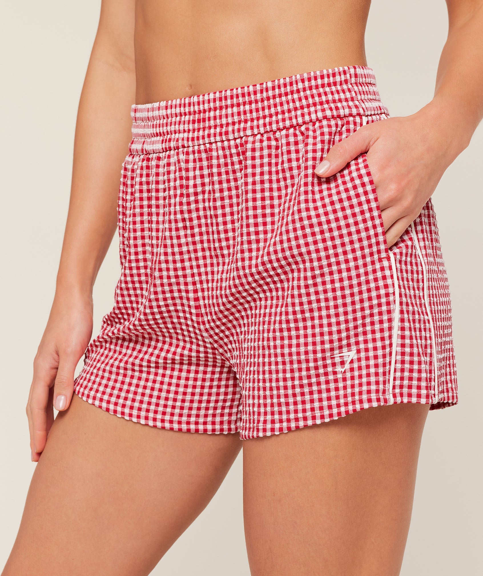 Women's Gymshark Gingham Shorts Carmine Red