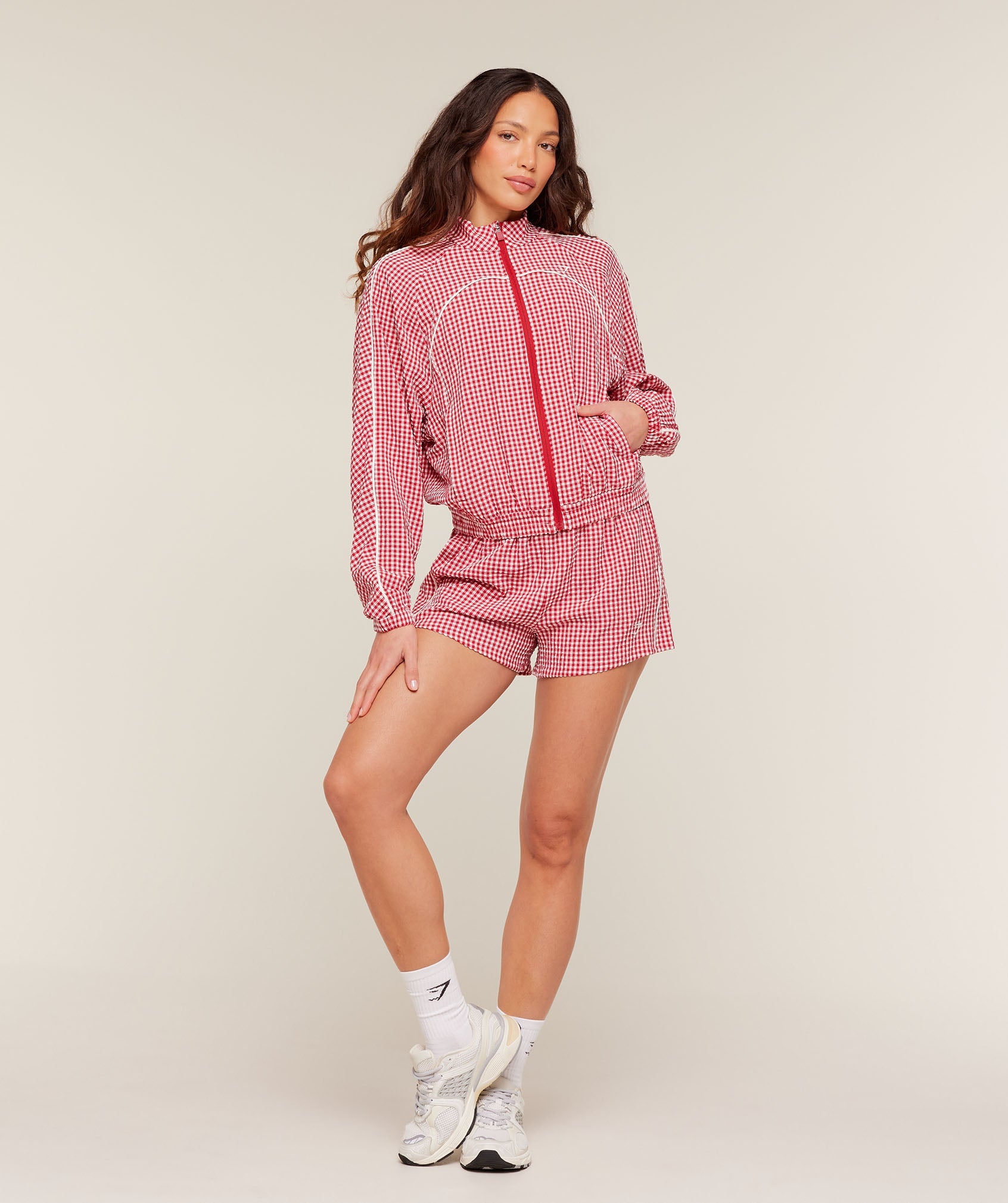 Women's Gymshark Gingham Track Jacket Carmine Red