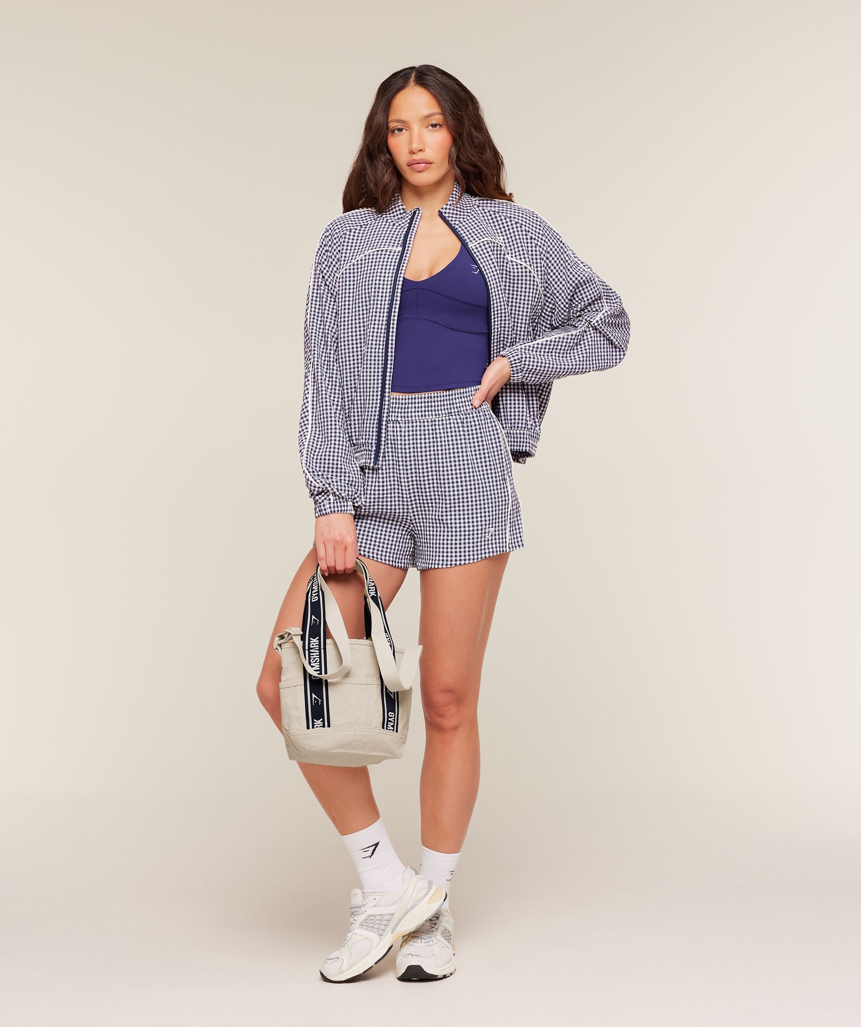 Women's Gymshark Gingham Track Jacket Indigo Purple