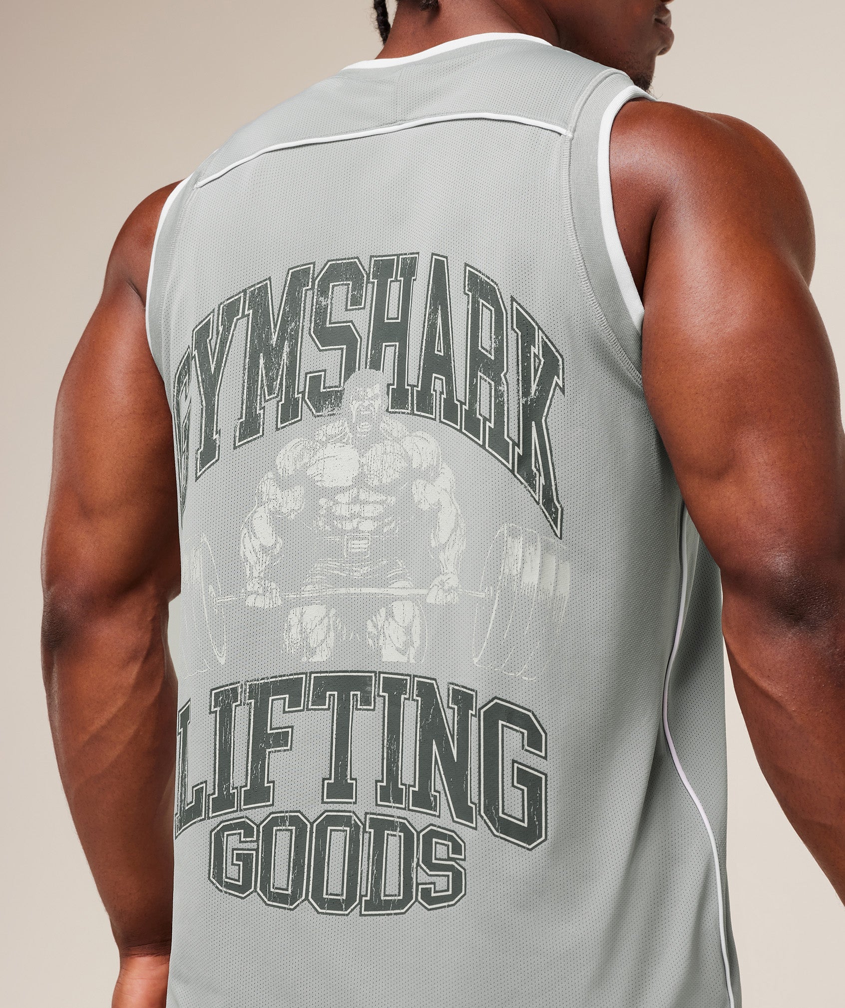 Gymshark Graphic Basketball Mesh Tank Silver Grey