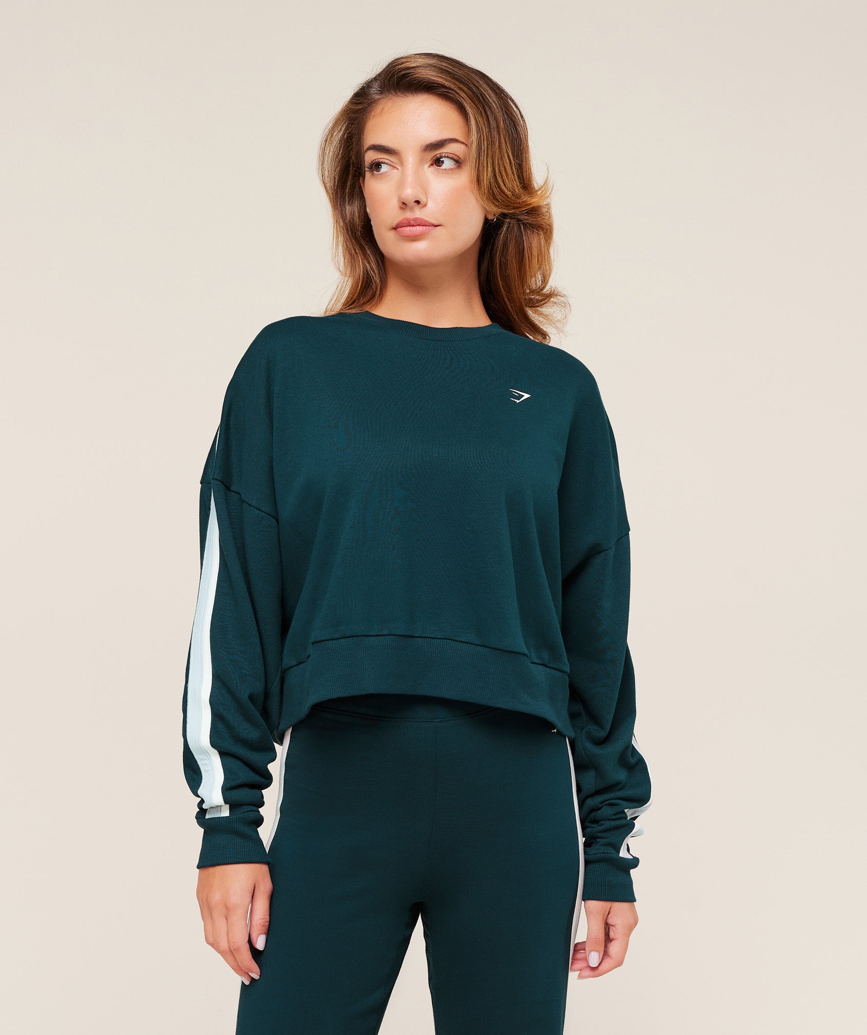 Women's Gymshark Piping Midi Crew Neck Deep Petrol Blue