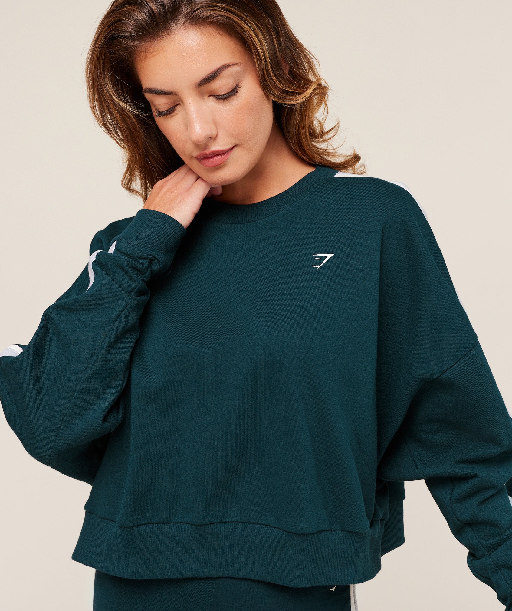 Women's Gymshark Piping Midi Crew Neck Deep Petrol Blue