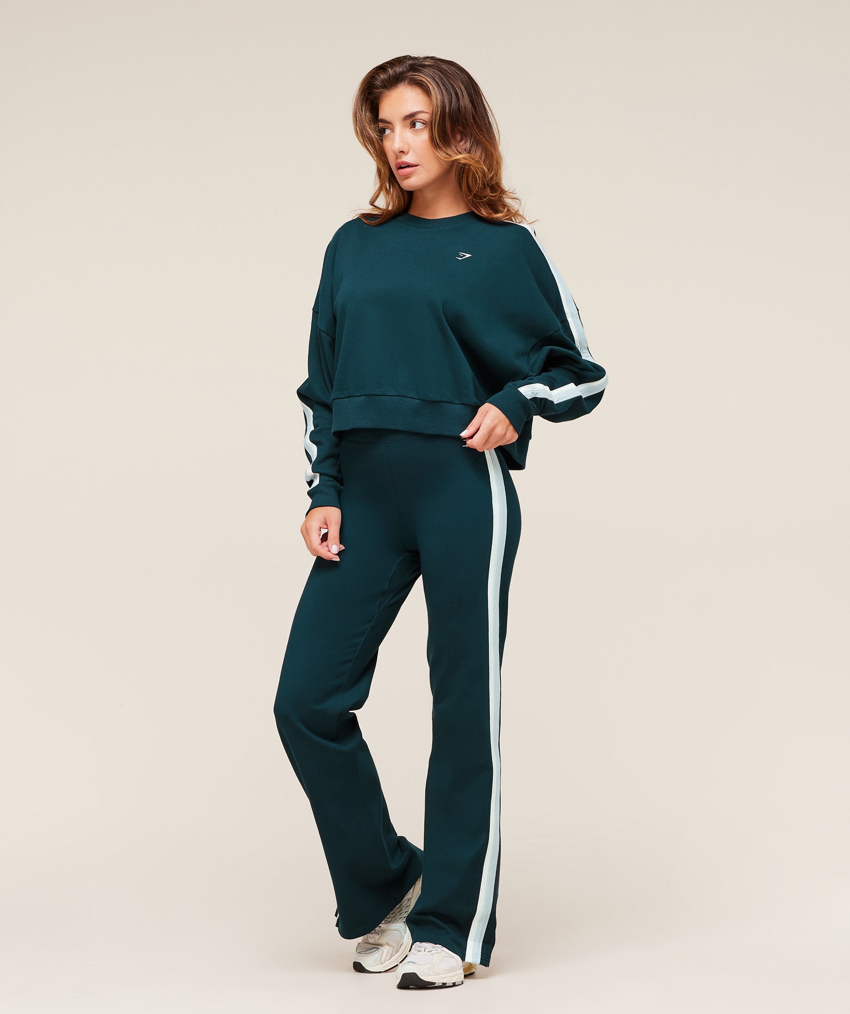 Women's Gymshark Piping Midi Crew Neck Deep Petrol Blue