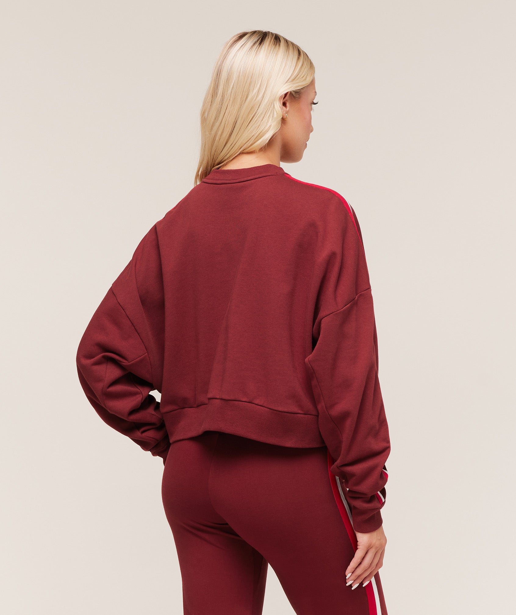 Women's Gymshark Piping Midi Crew Neck Sets Red