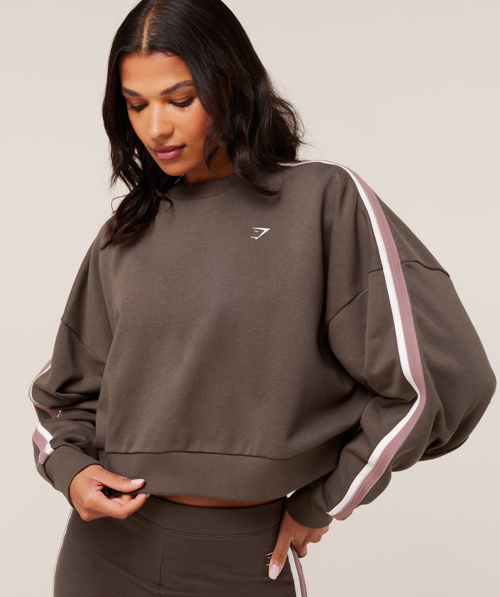 Women's Gymshark Piping Midi Crew Neck Walnut Brown