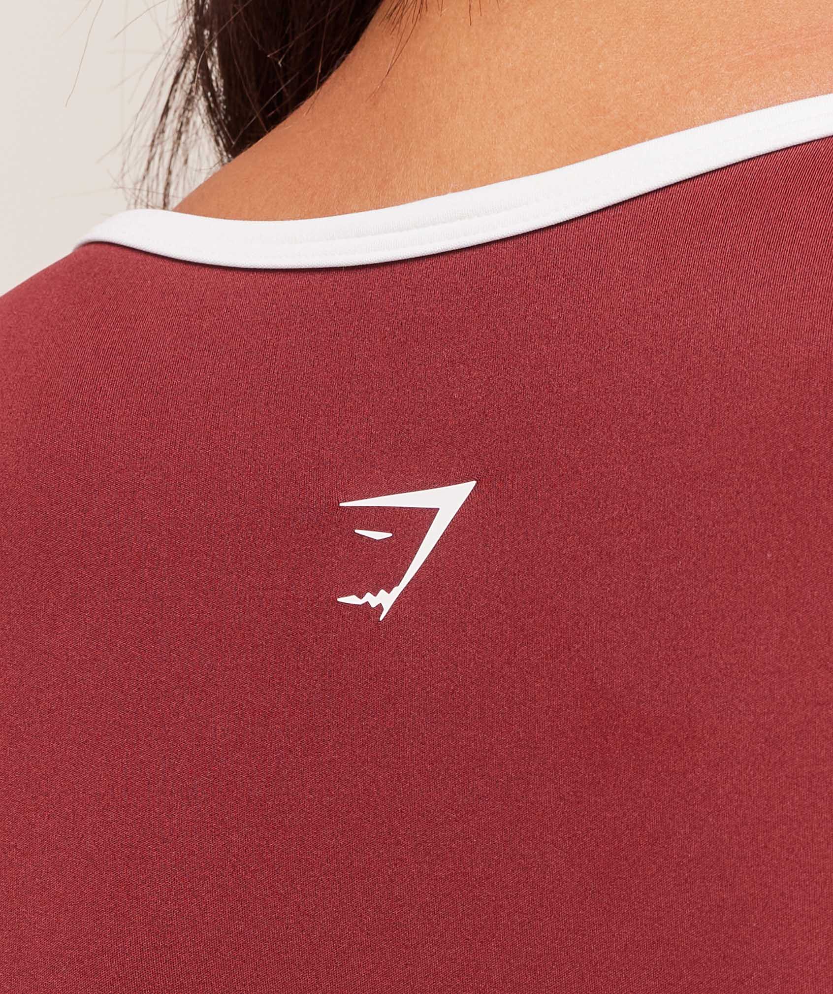 Women's Gymshark Piping Long Sleeve Crop Top Sets Red
