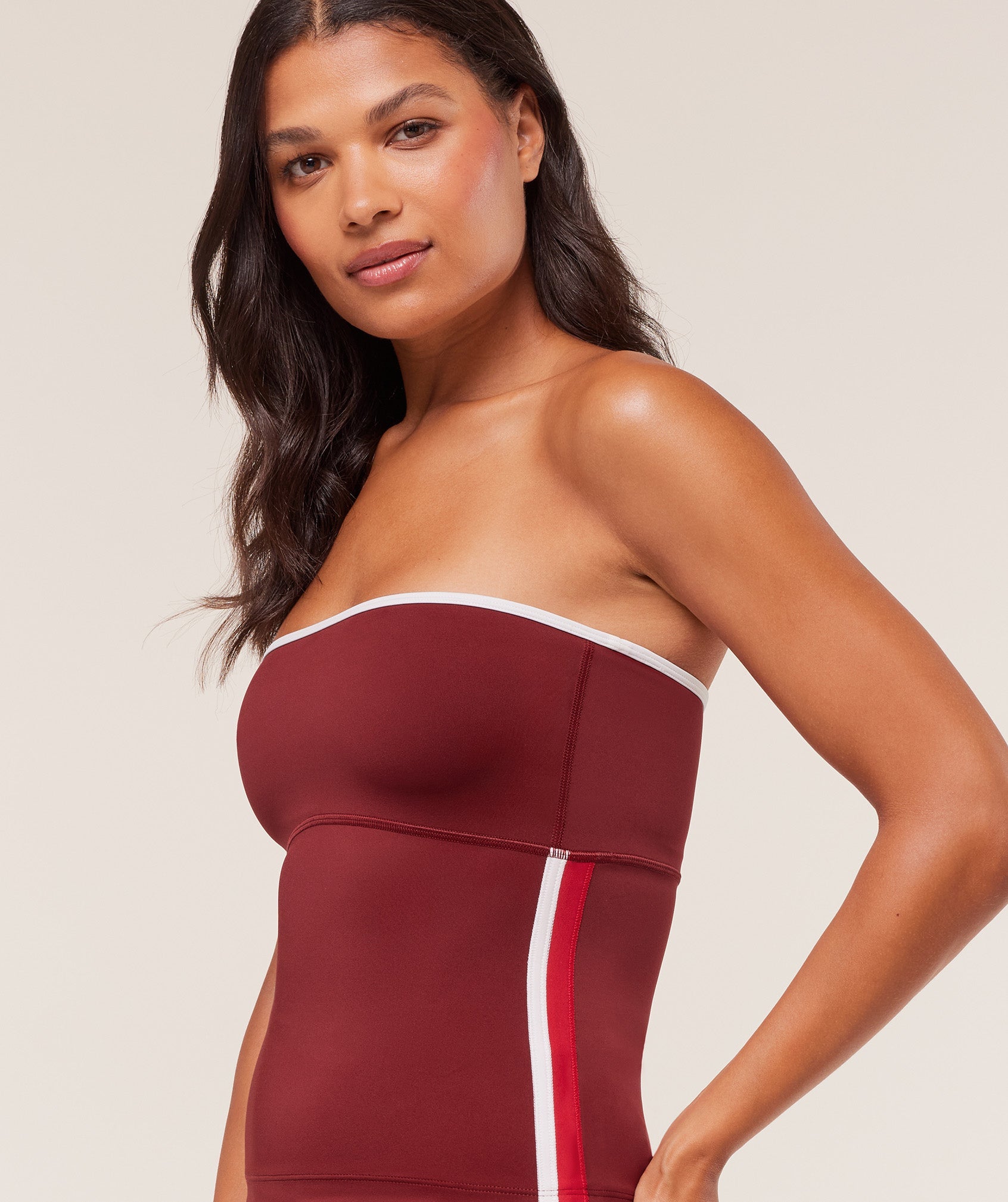 Women's Gymshark Piping Bandeau With Shelf Sets Red