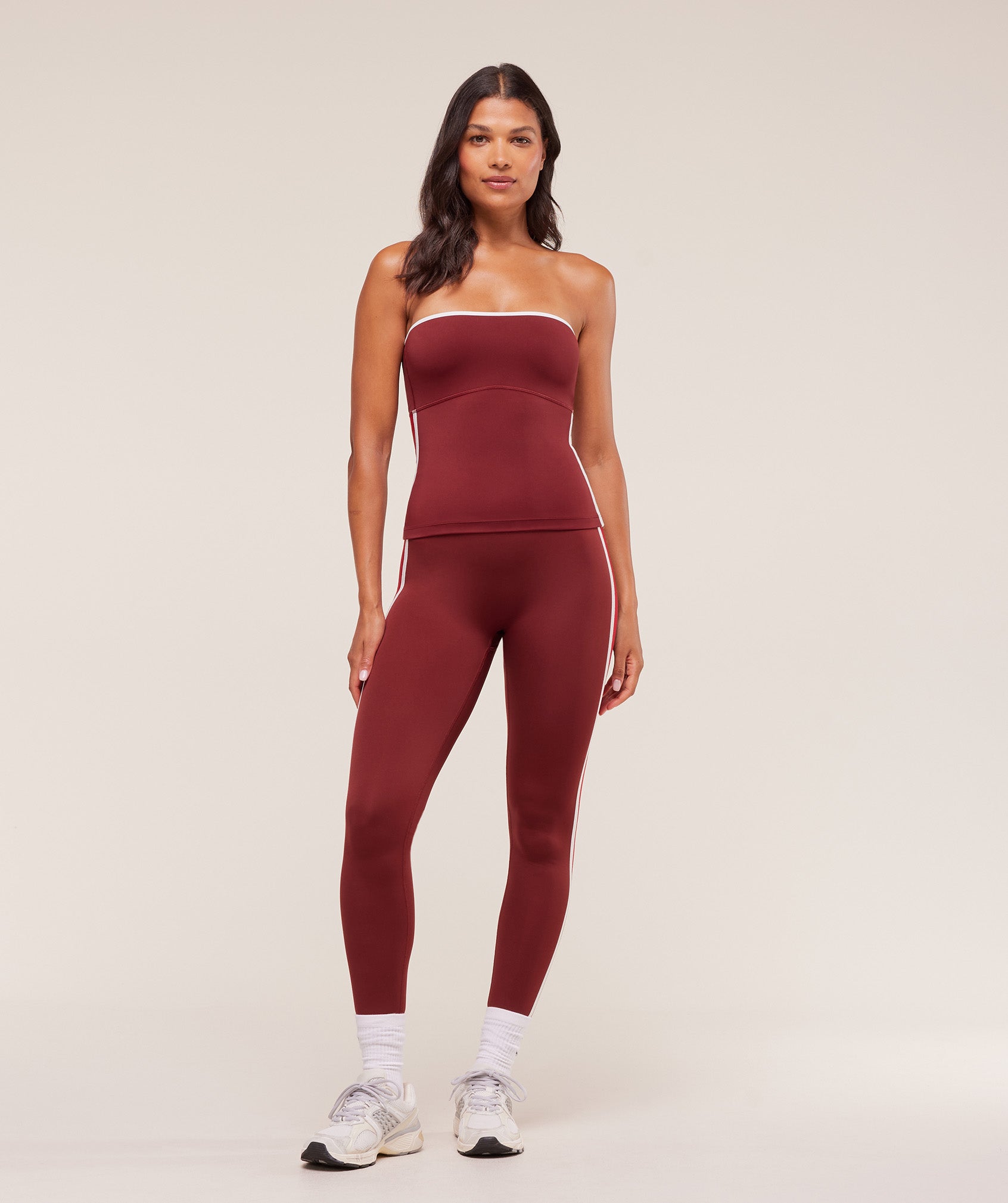 Women's Gymshark Piping Bandeau With Shelf Sets Red