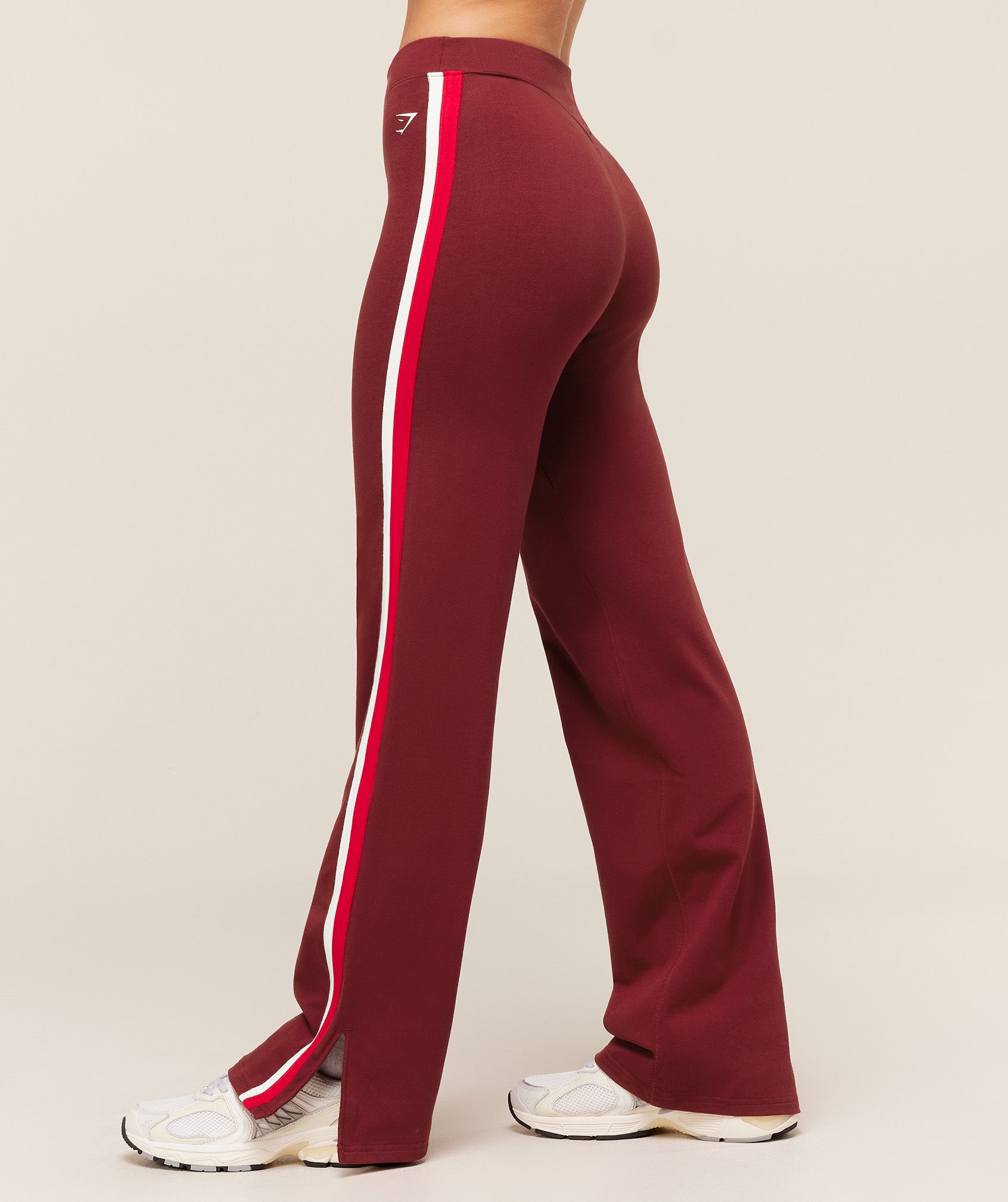 Women's Gymshark Piping Wide Leg Pants Sets Red