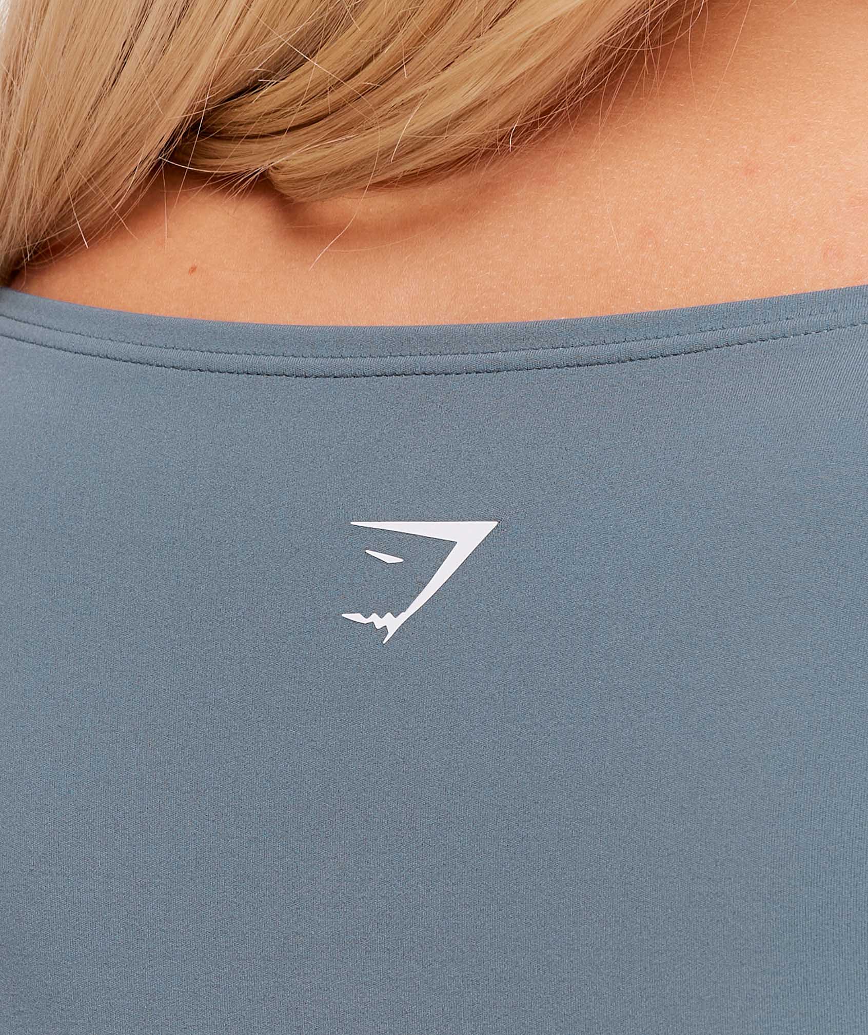 Women's Gymshark Twist Front Long Sleeve Crop Top Iron Blue
