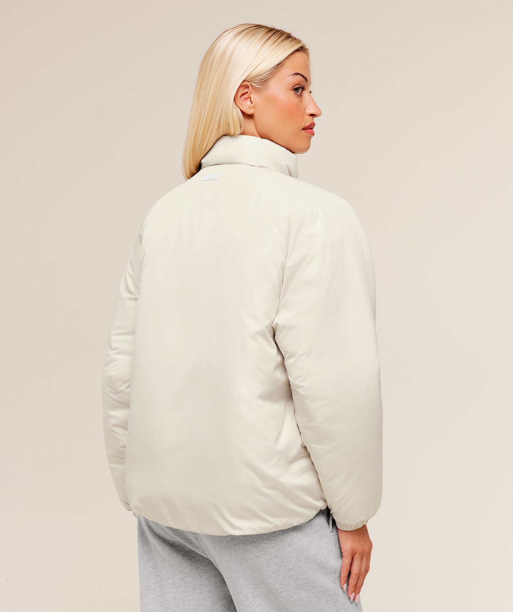 Women's Gymshark Oversized Puffer Jacket Oat White