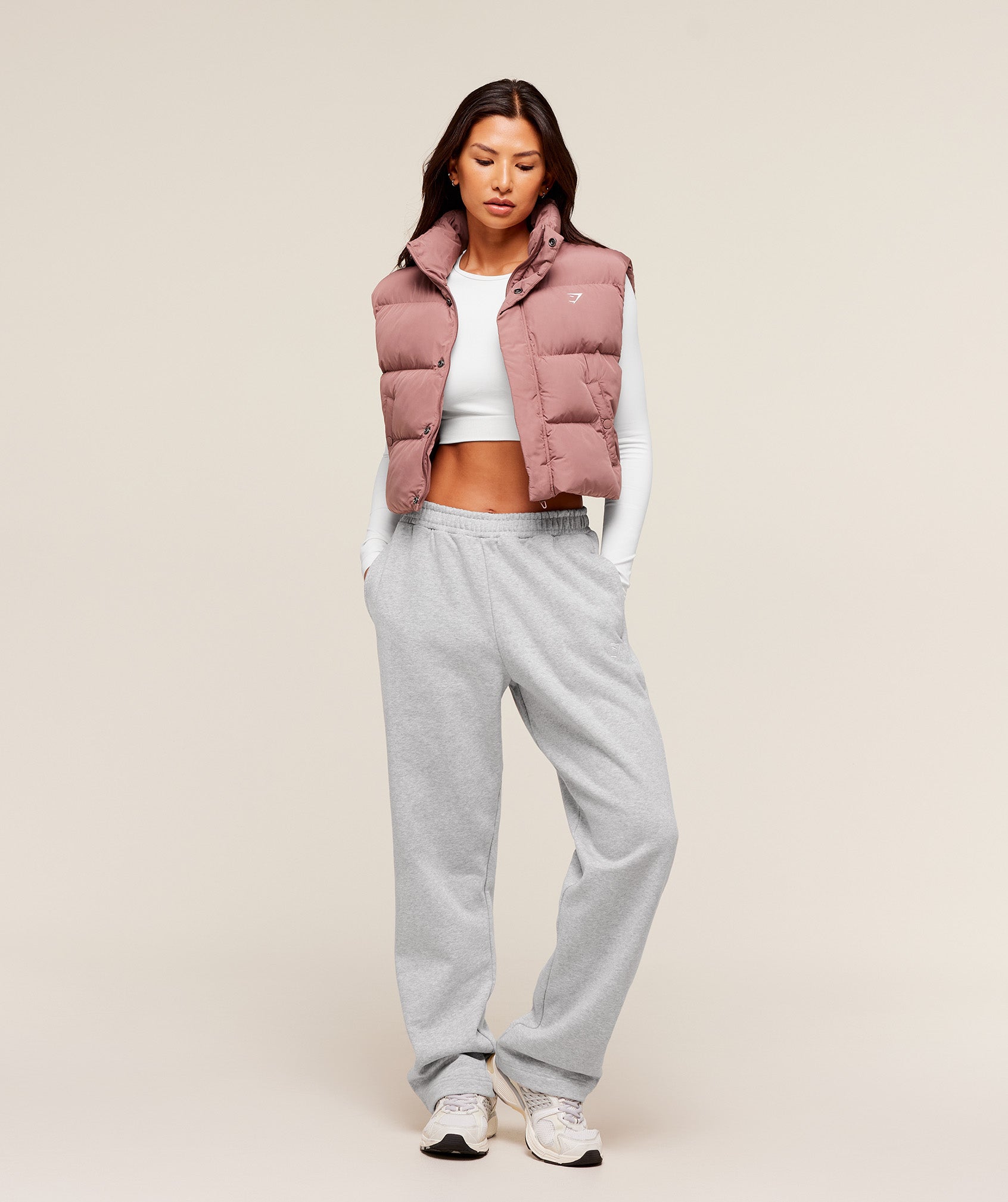 Women's Gymshark Puffer Vest Brick Brown