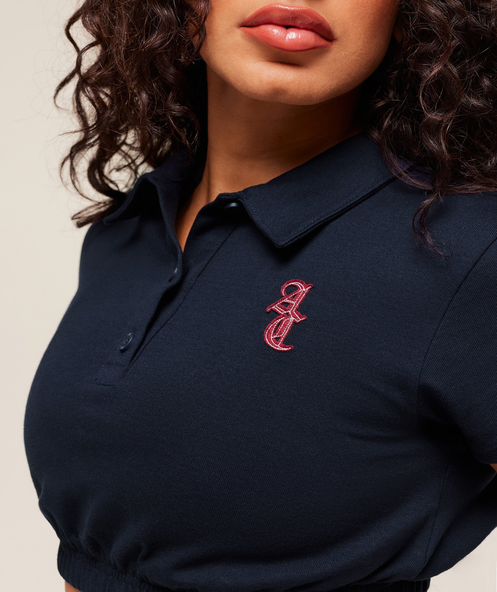 Women's Gymshark Gymshark X Analis Cropped Polo Midnight Blue
