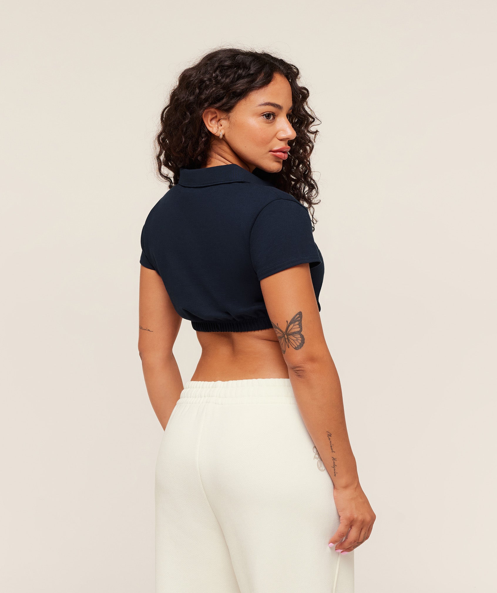 Women's Gymshark Gymshark X Analis Cropped Polo Midnight Blue