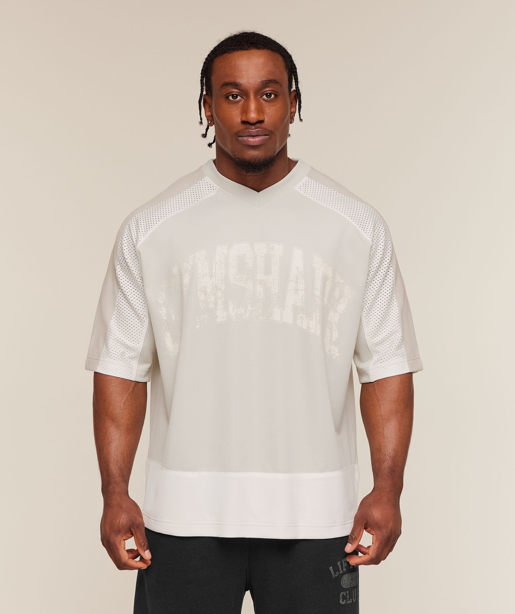 Gymshark Collective Mesh Wordmark Jersey Tinted White
