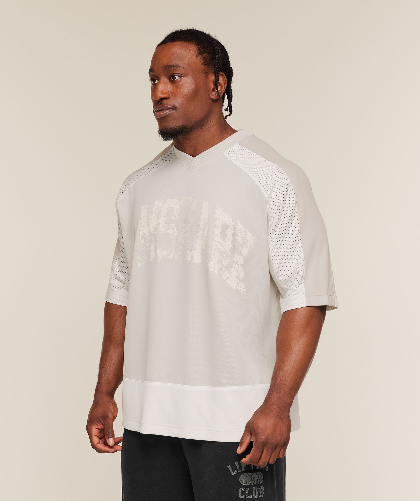 Gymshark Collective Mesh Wordmark Jersey Tinted White