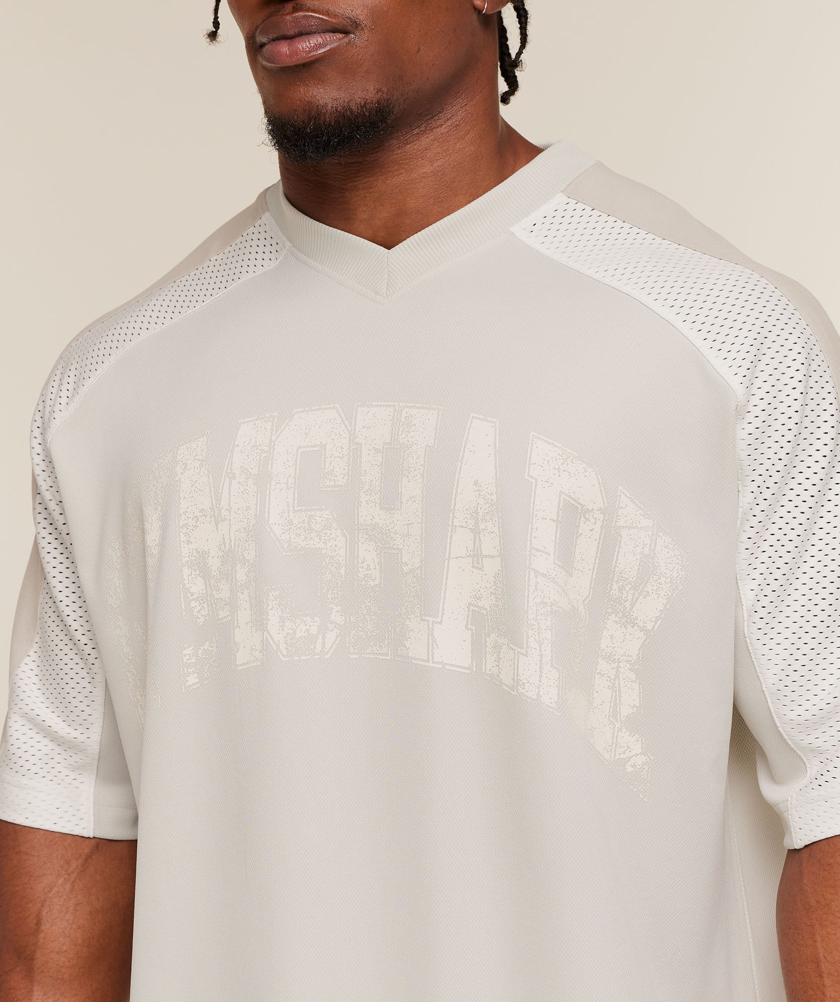 Gymshark Collective Mesh Wordmark Jersey Tinted White