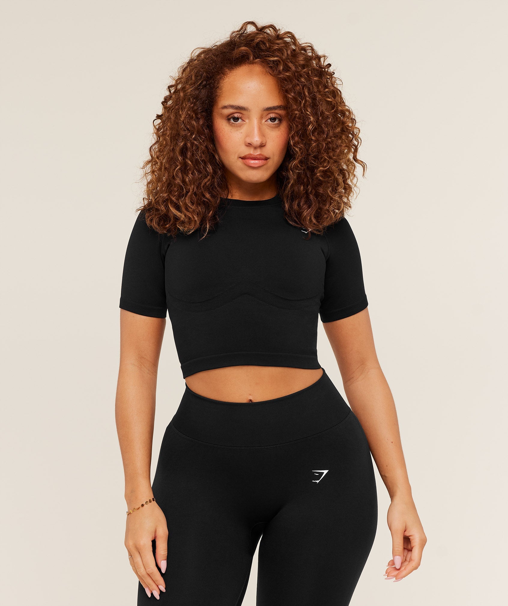 Women's Gymshark Lift Seamless Short Sleeve Top Black Marl