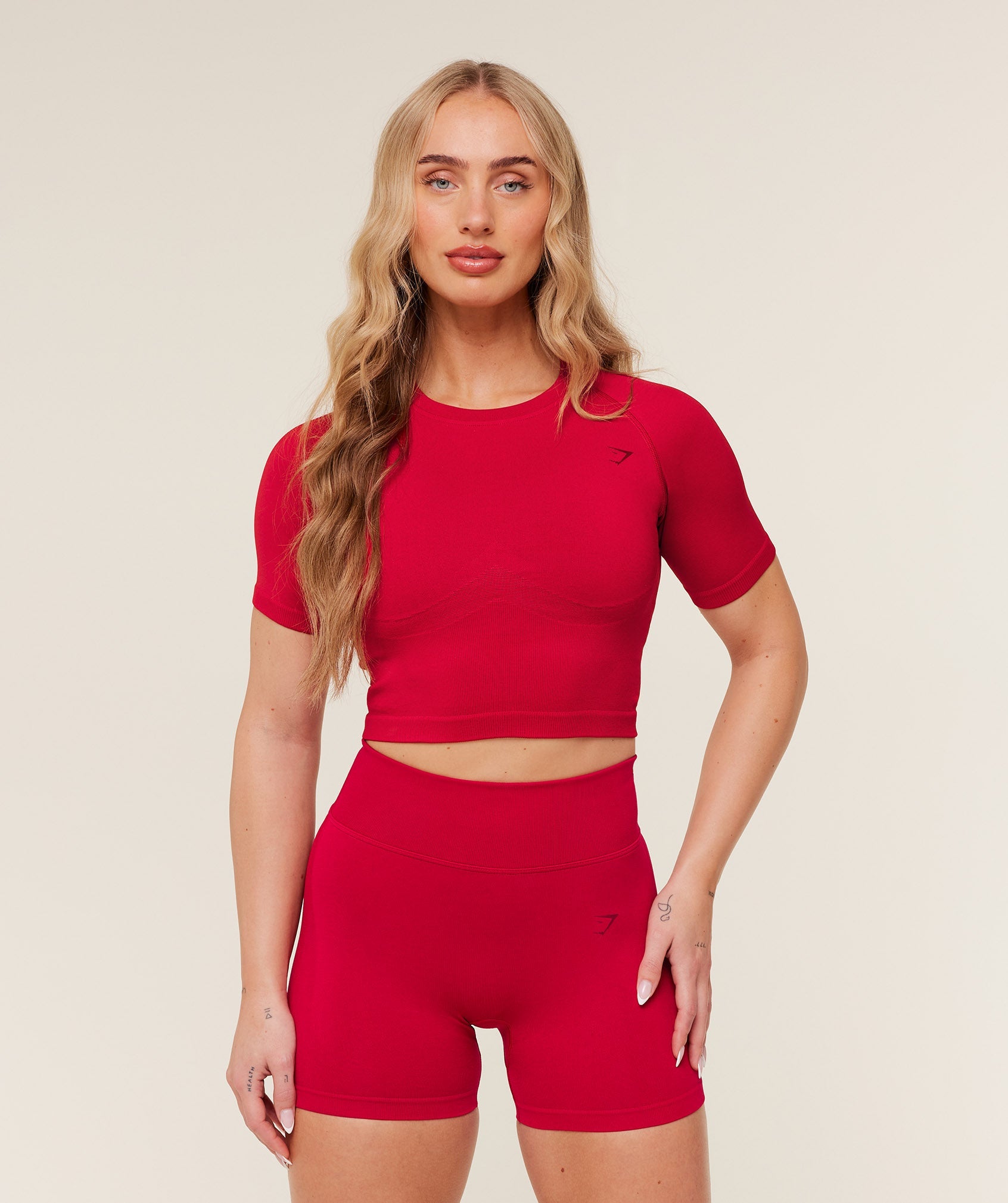 Women's Gymshark Lift Seamless Short Sleeve Top Carmine Red