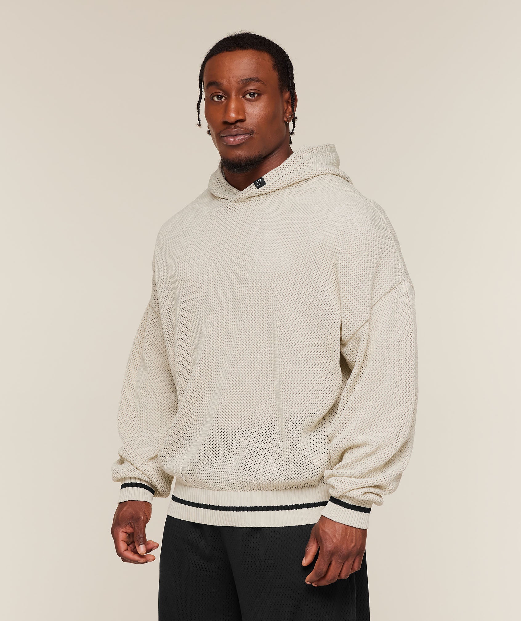 Gymshark Collective Crochet Style Hoodie Tinted White