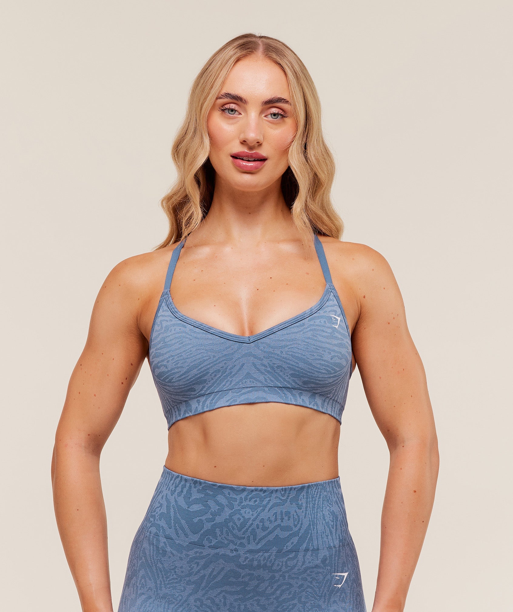 Women's Gymshark Adapt Animal Seamless Sports Bra Worn Blue