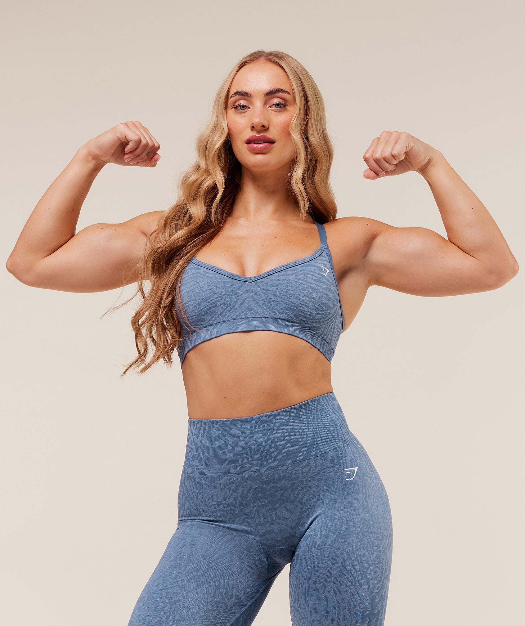 Women's Gymshark Adapt Animal Seamless Sports Bra Worn Blue