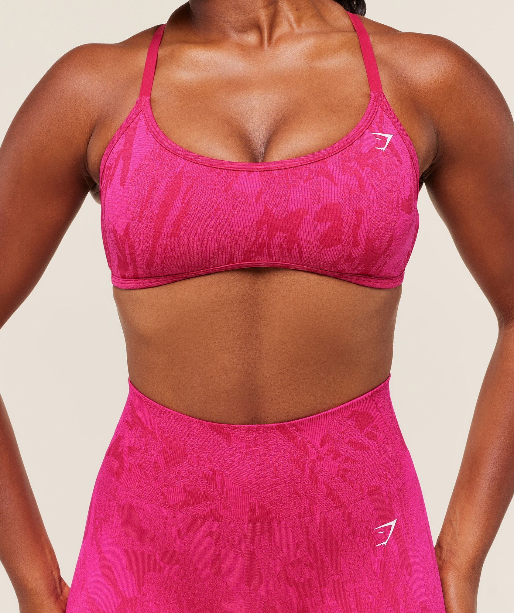Women's Gymshark Adapt Camo Cross Back Sports Bra Build Pink