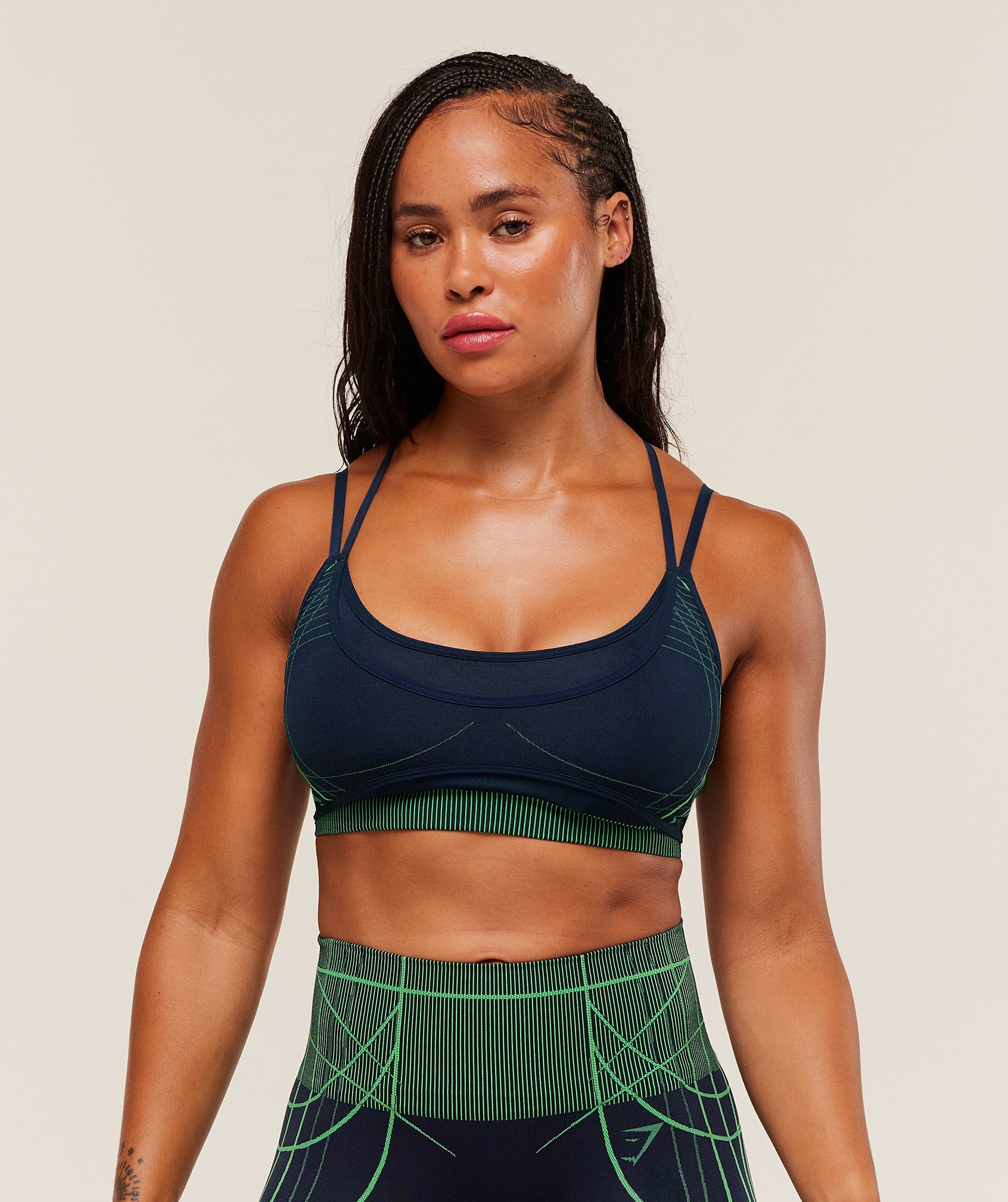 Women's Gymshark Apex Seamless Strappy Sports Bra Heavy Blue