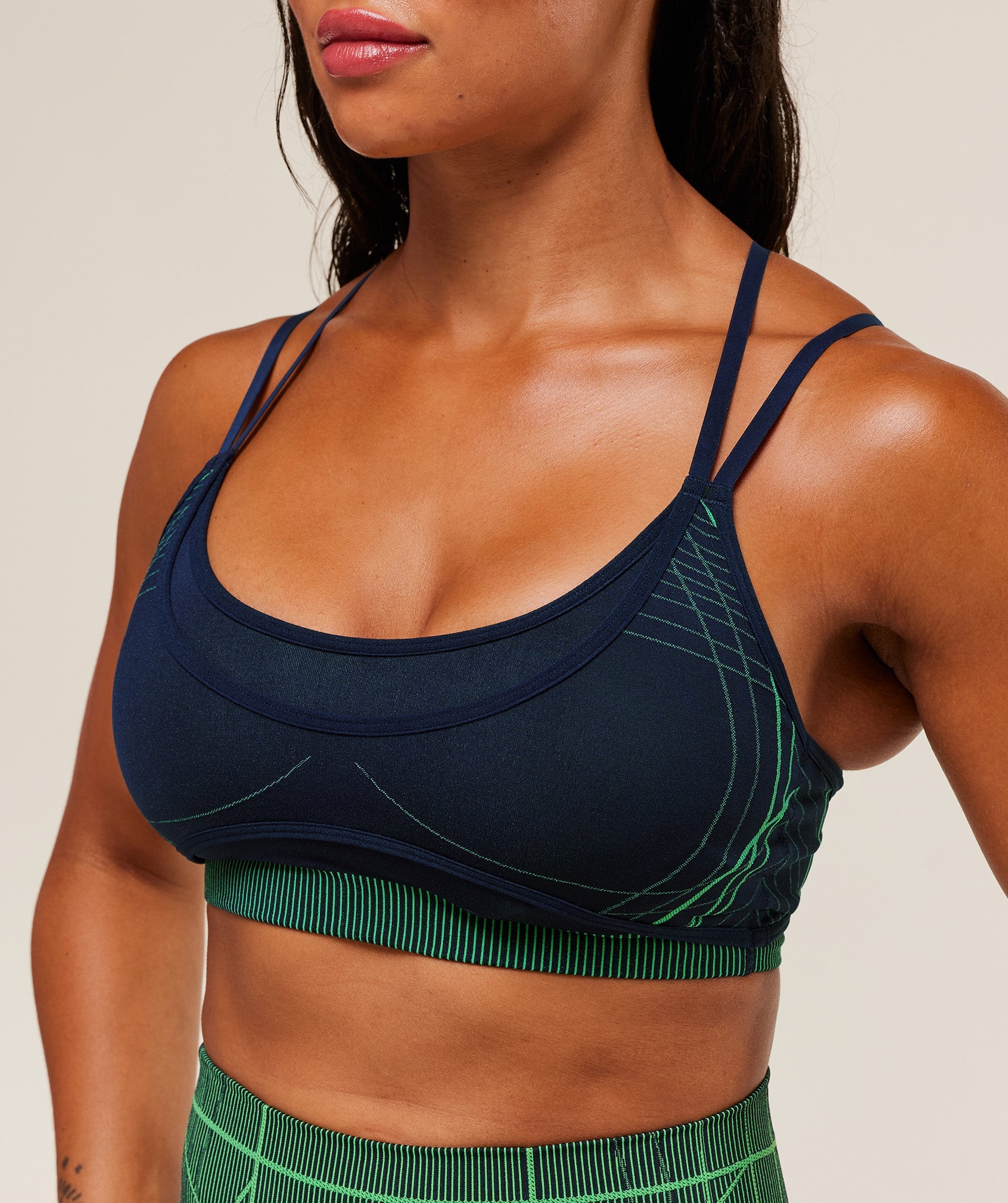 Women's Gymshark Apex Seamless Strappy Sports Bra Heavy Blue