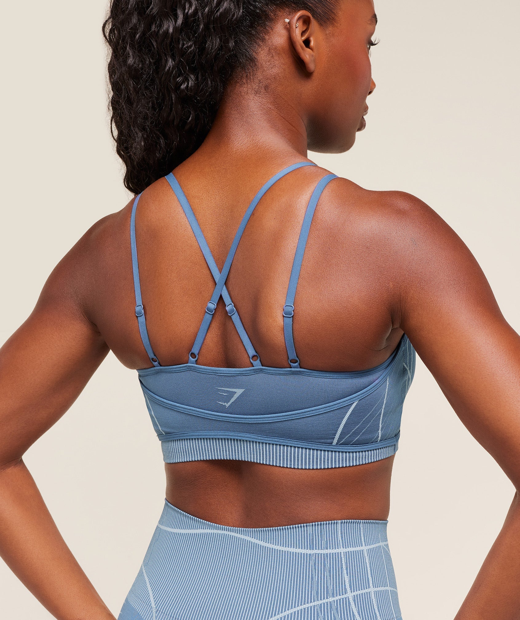 Women's Gymshark Apex Seamless Strappy Sports Bra Worn Blue