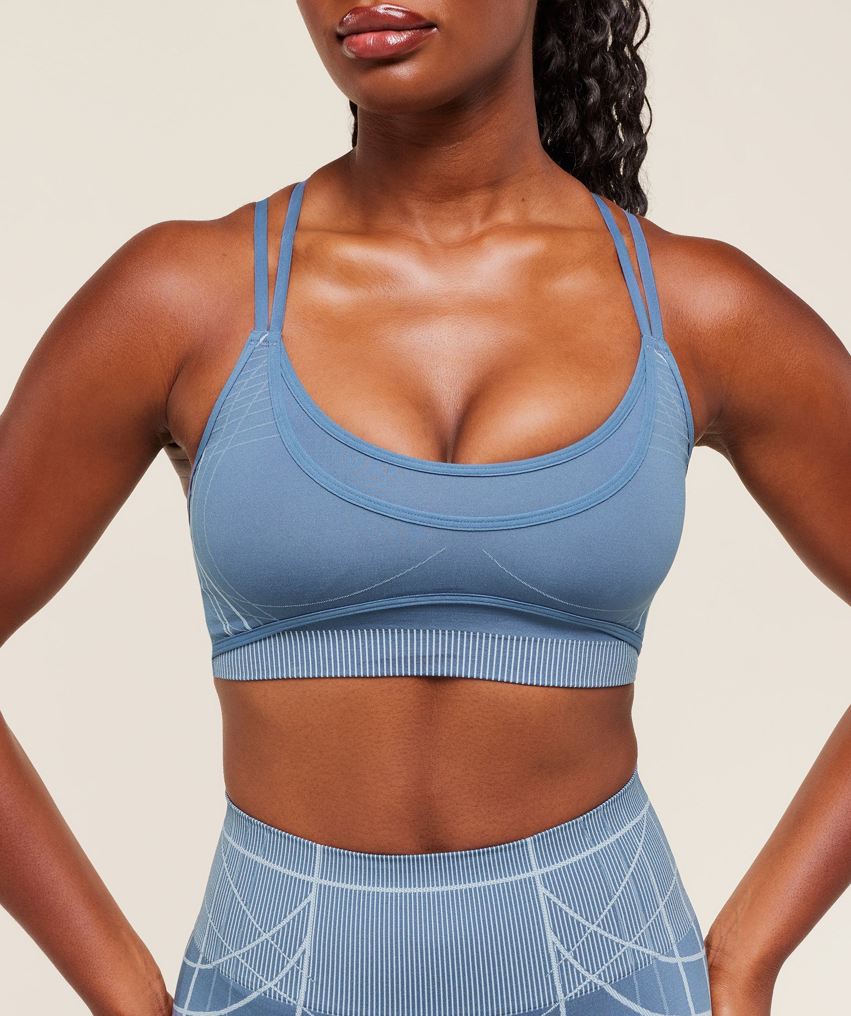Women's Gymshark Apex Seamless Strappy Sports Bra Worn Blue