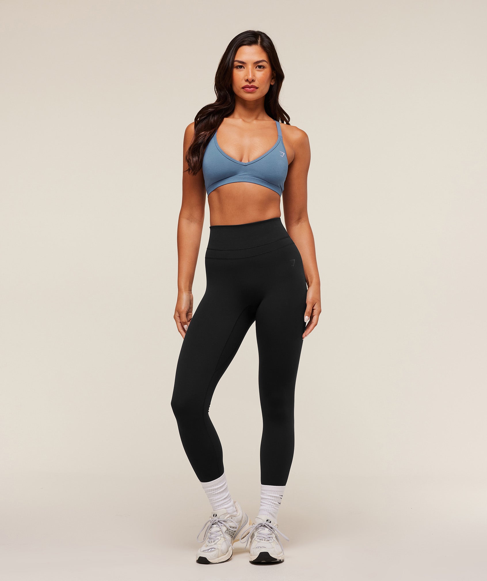 Women's Gymshark Cotton Blend Racerback Sports Bra Worn Blue