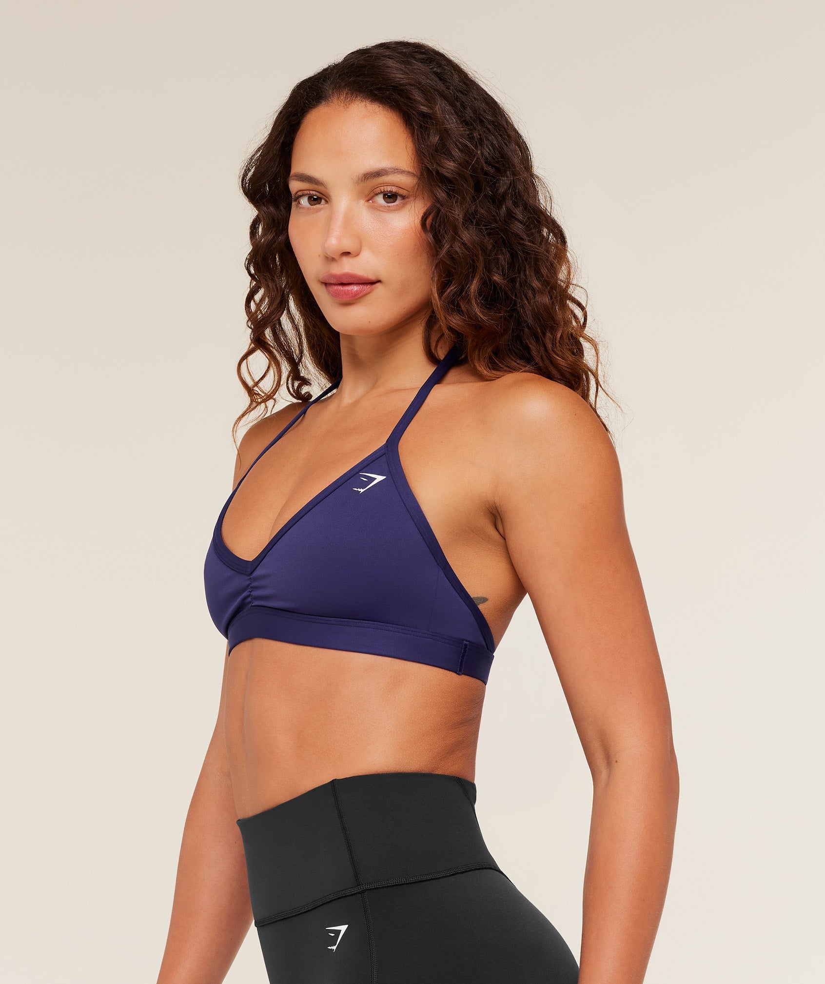 Women's Gymshark Minimal Halterneck Sports Bra Indigo Purple