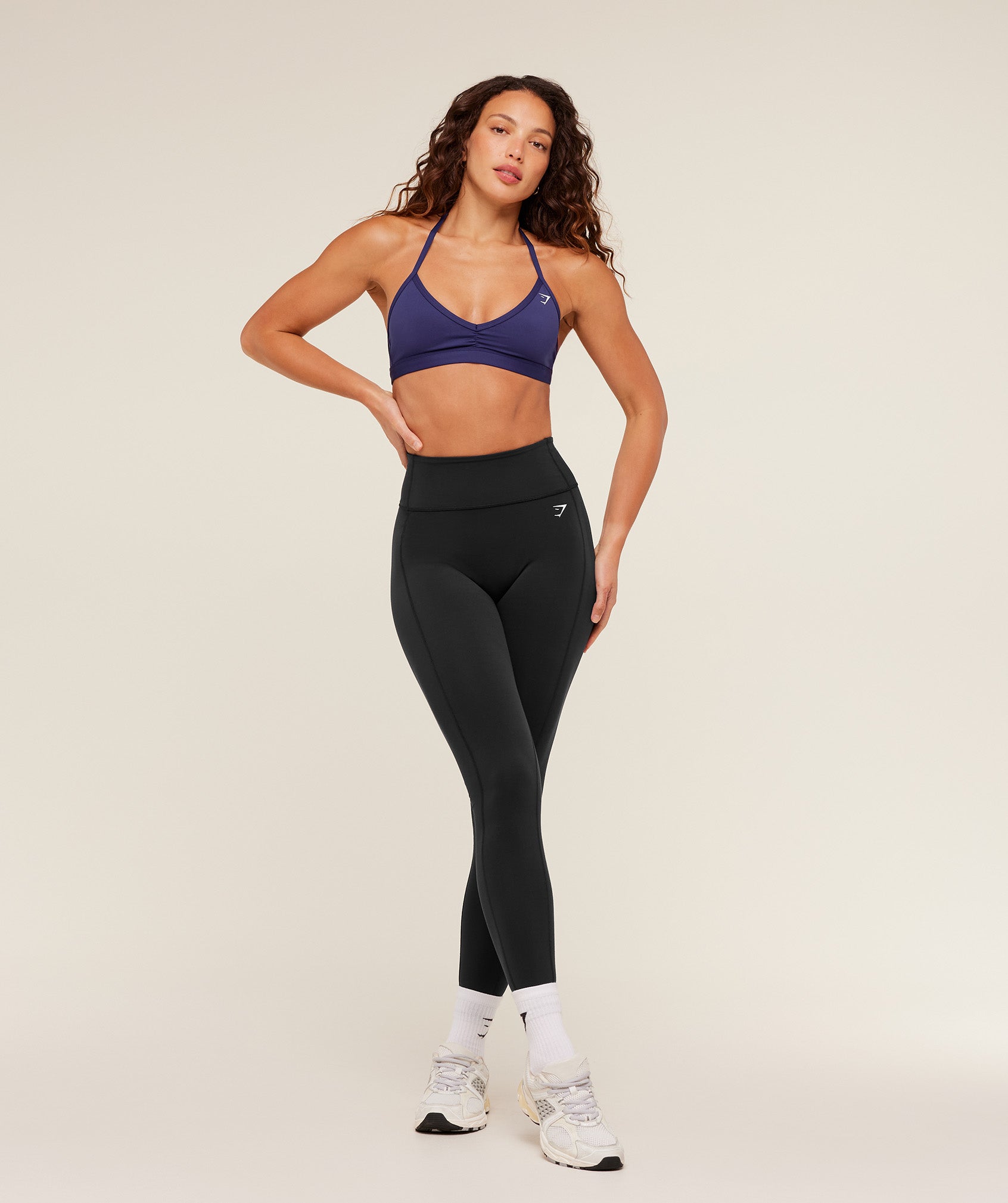 Women's Gymshark Minimal Halterneck Sports Bra Indigo Purple