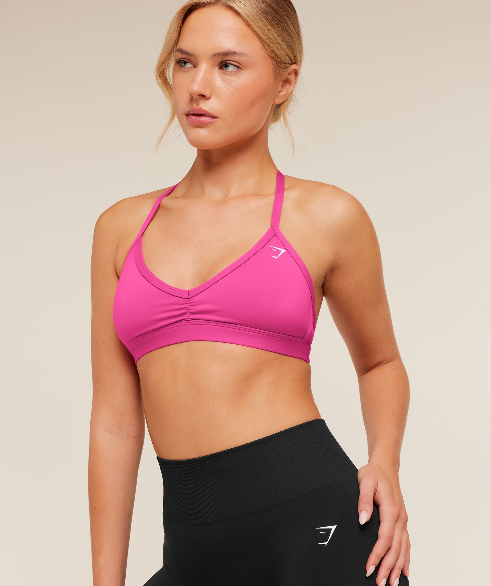 Women's Gymshark Minimal Halterneck Sports Bra Super-Set Pink