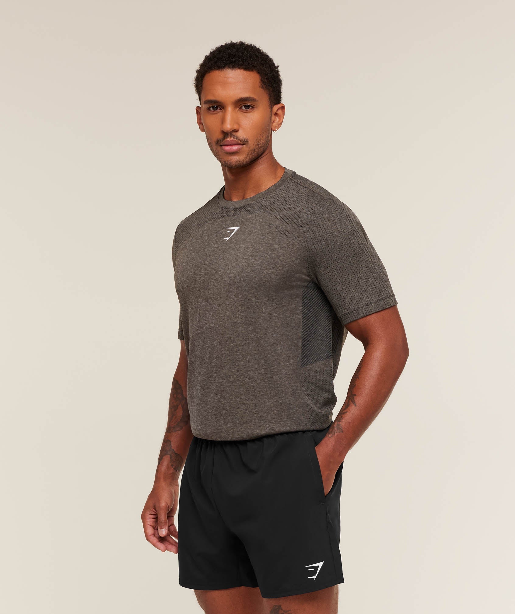 Gymshark Lightweight Seamless T-Shirt Archive Brown